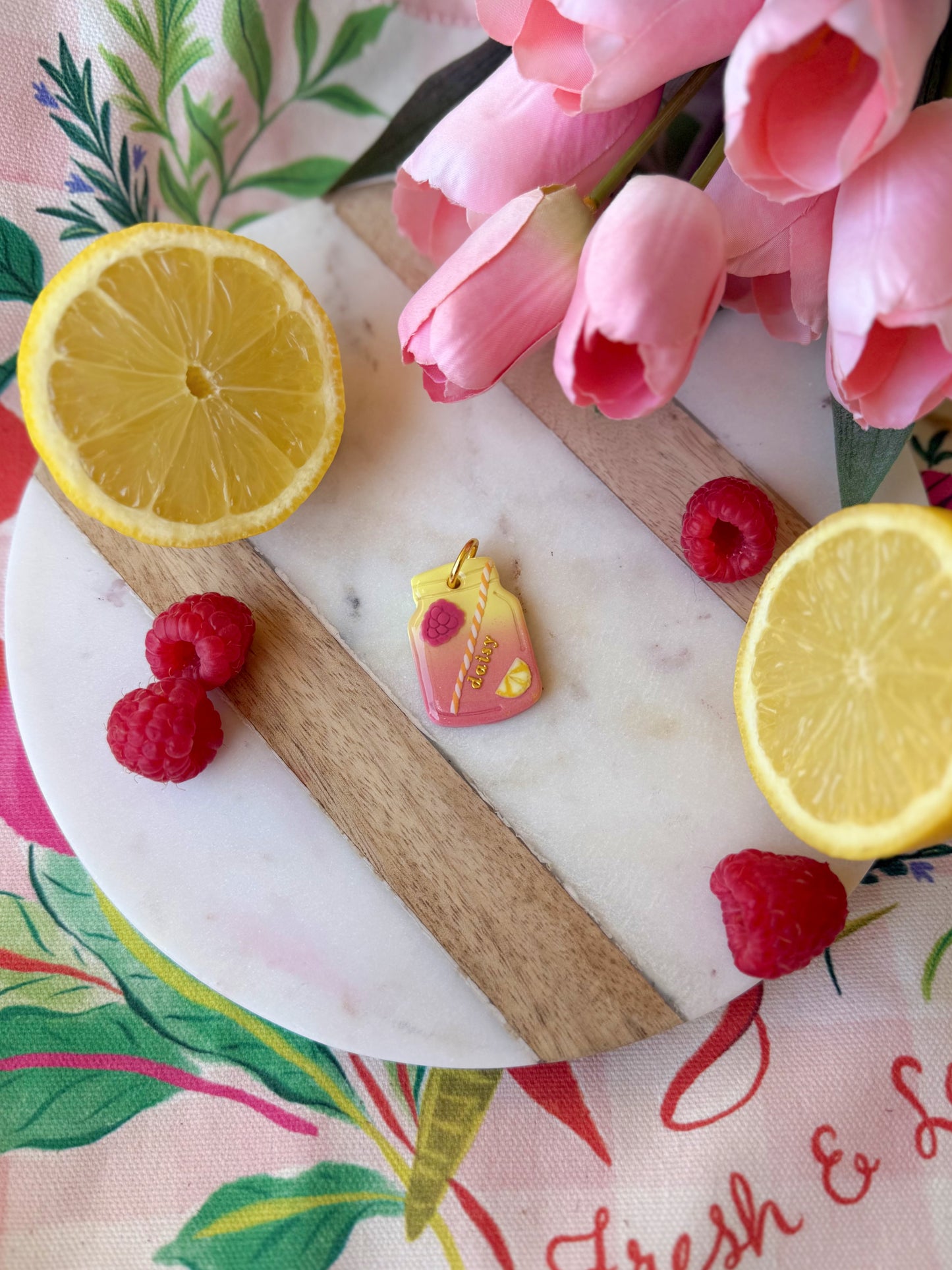 Raspberry lemonade | clay pet id tag