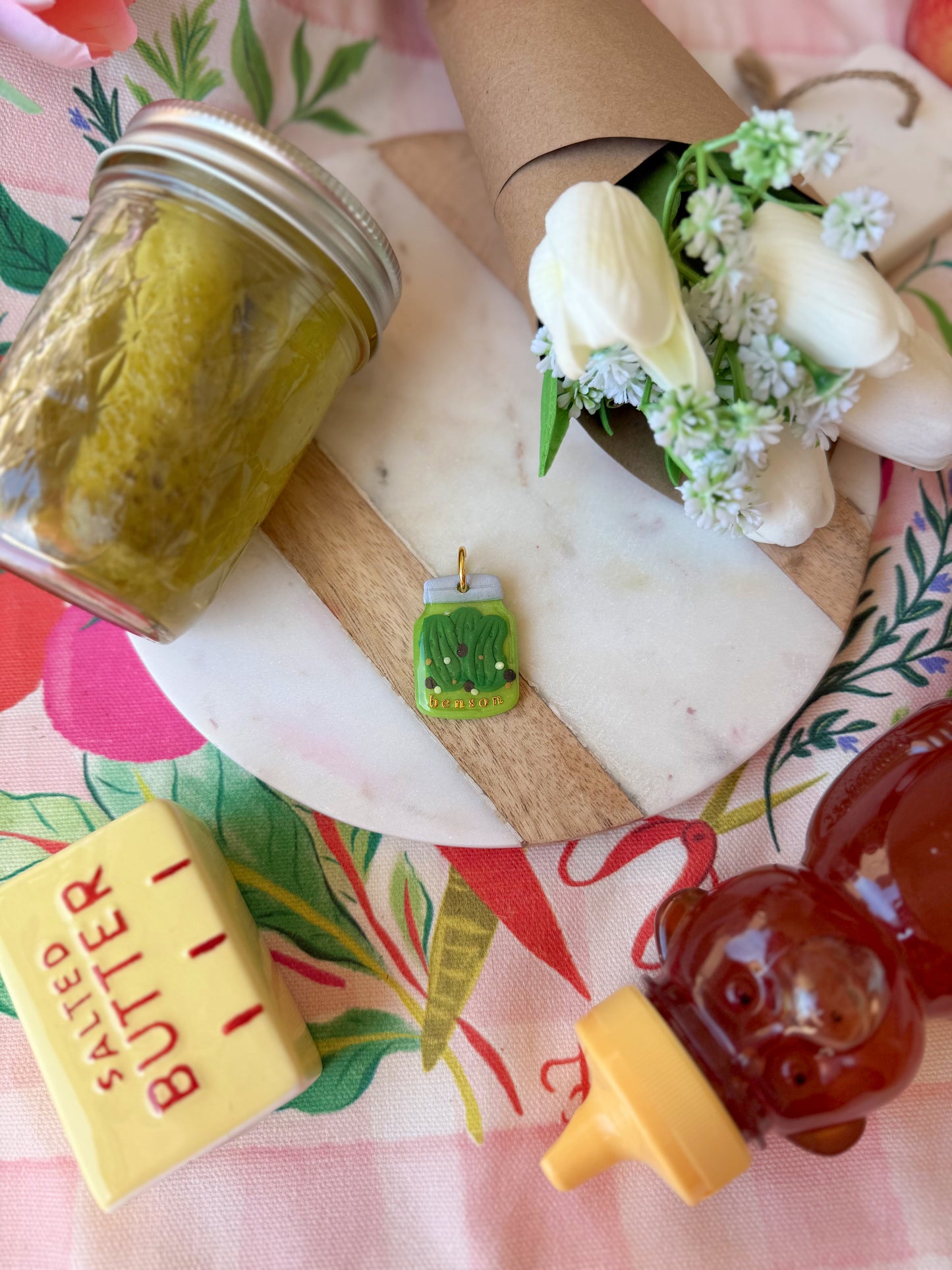 Jar of pickles | clay pet id tag