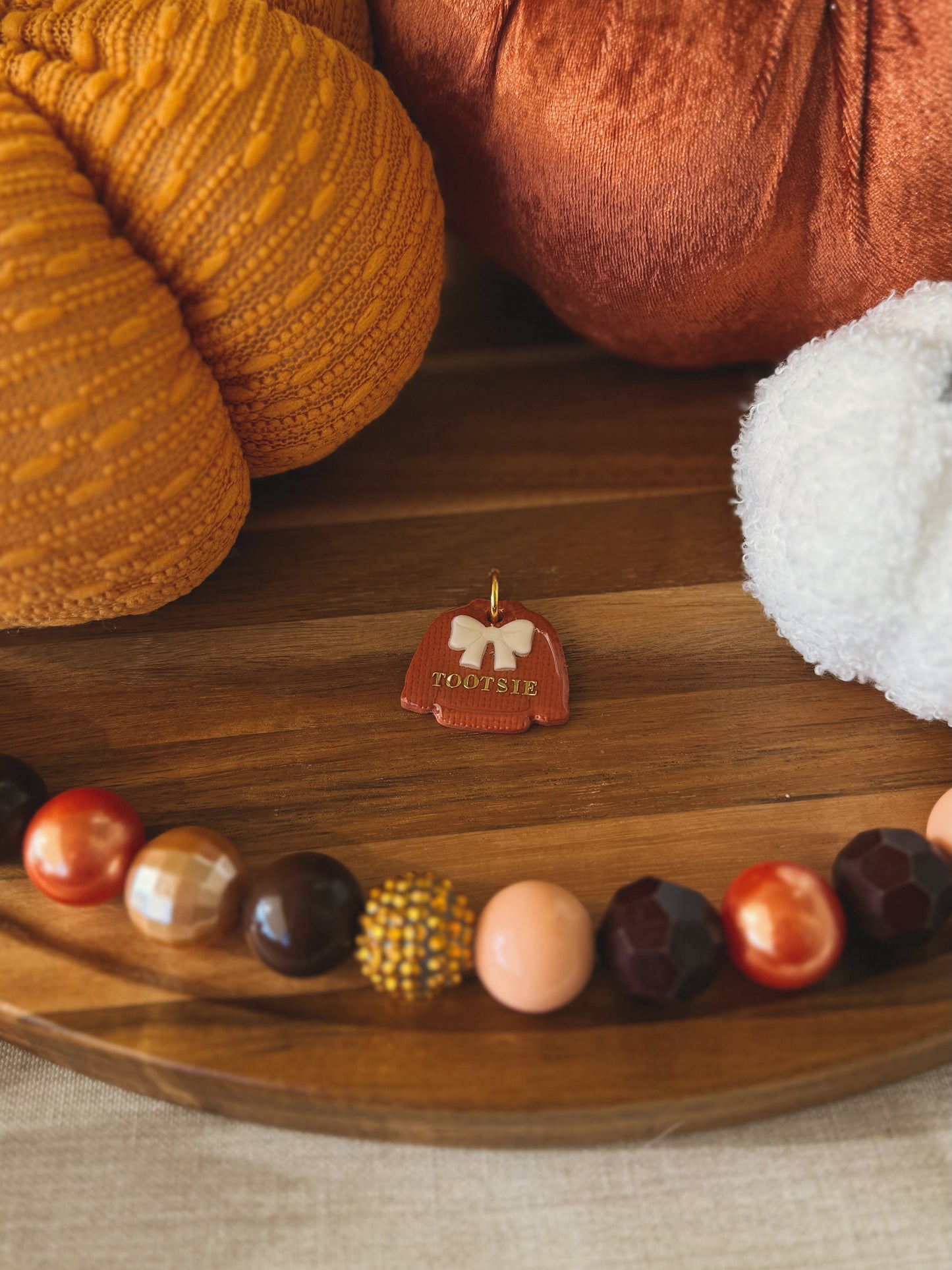 knitted sweater | clay pet id tag