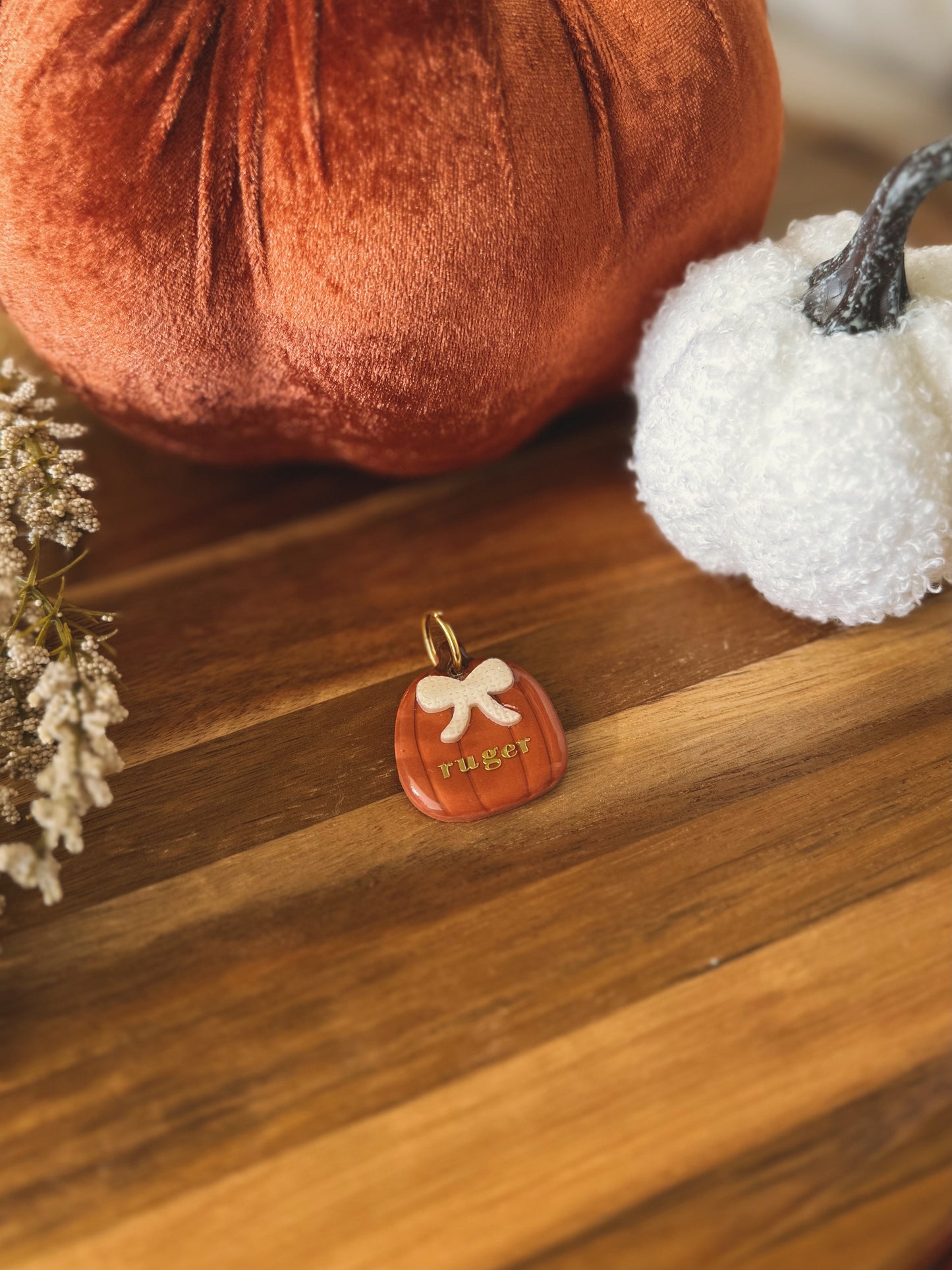 pretty lil' pumpkin | clay pet id tag