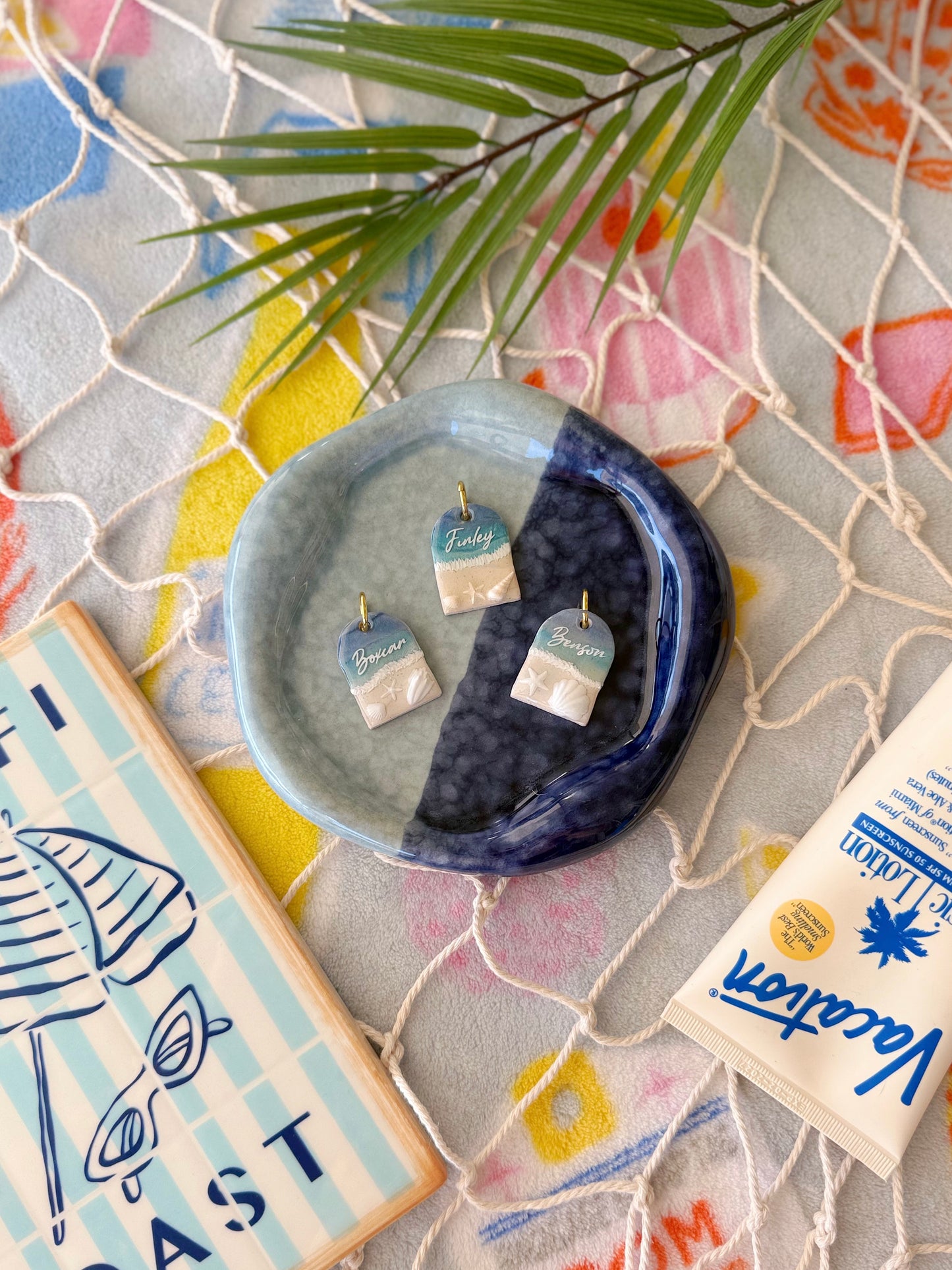 Sparkling shore | Clay pet id tag