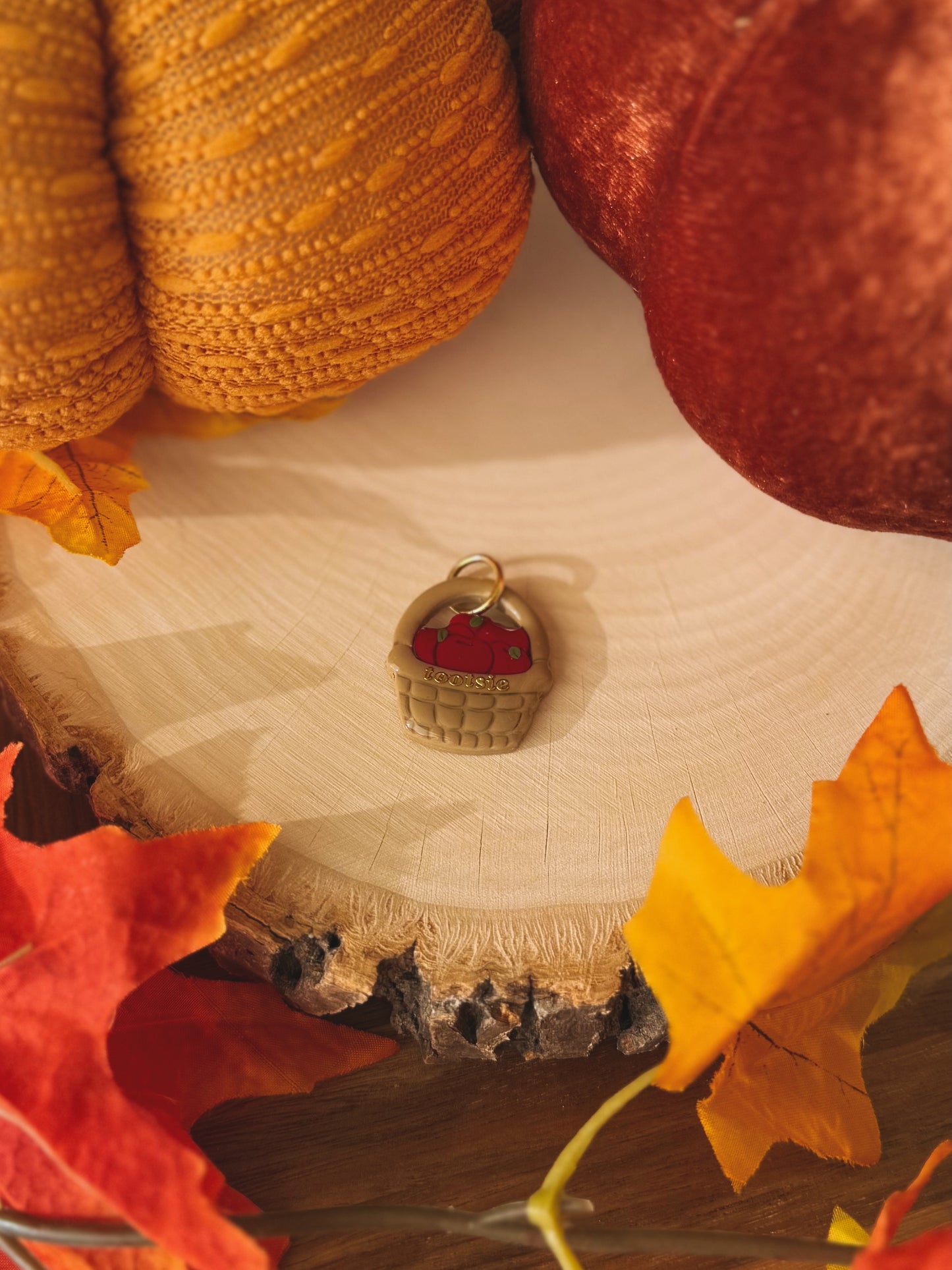 harvest basket | clay pet id tag