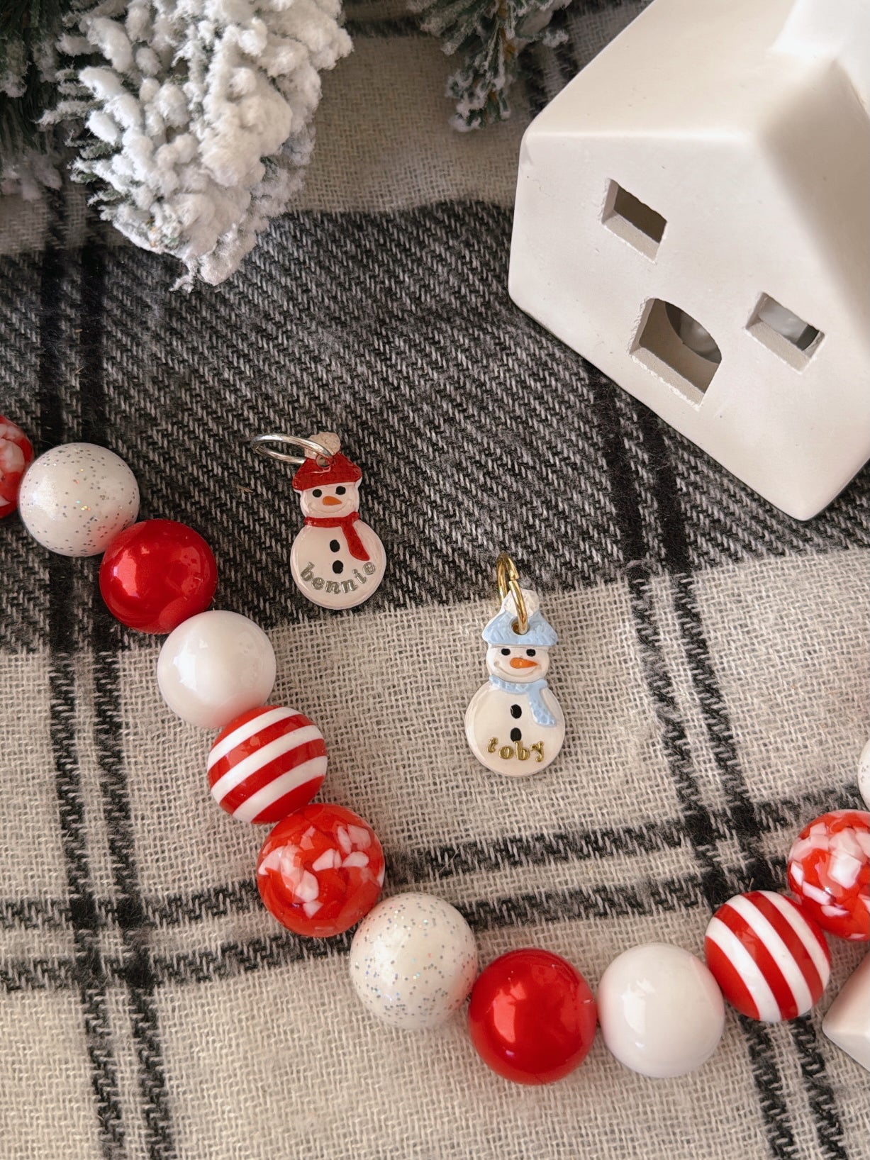 snowman | clay pet id tag