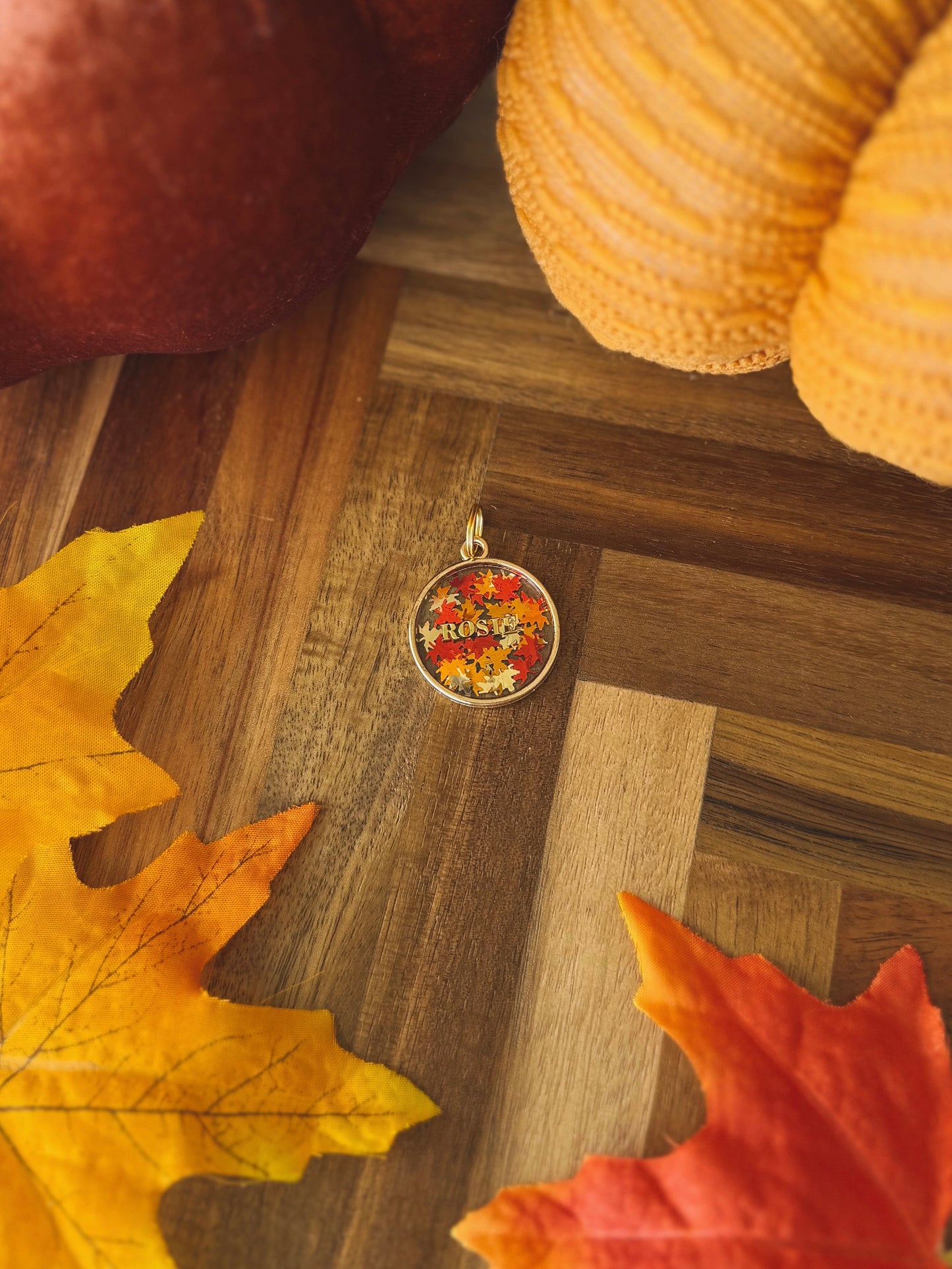 autumn leaves | resin pet id tag