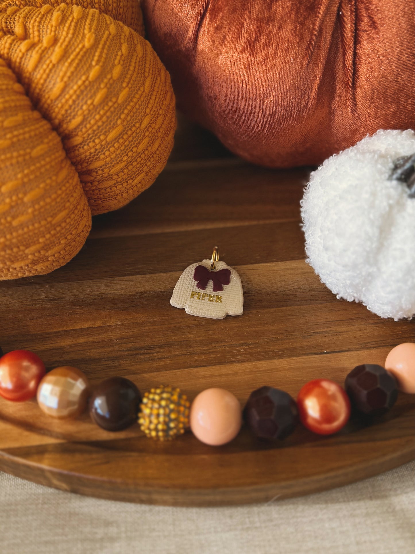 knitted sweater | clay pet id tag