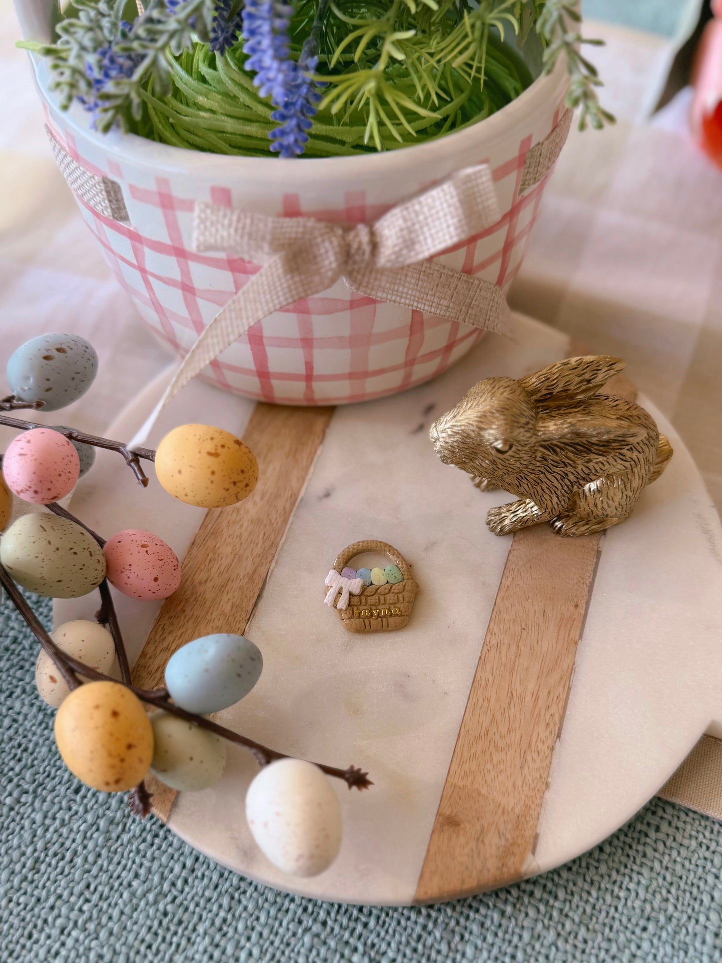 egg basket | clay pet id tag