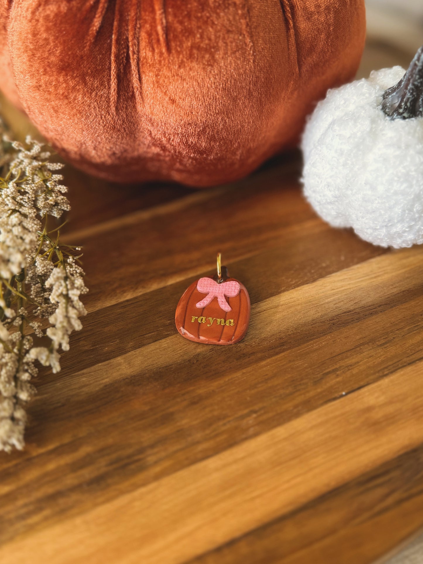 pretty lil' pumpkin | clay pet id tag