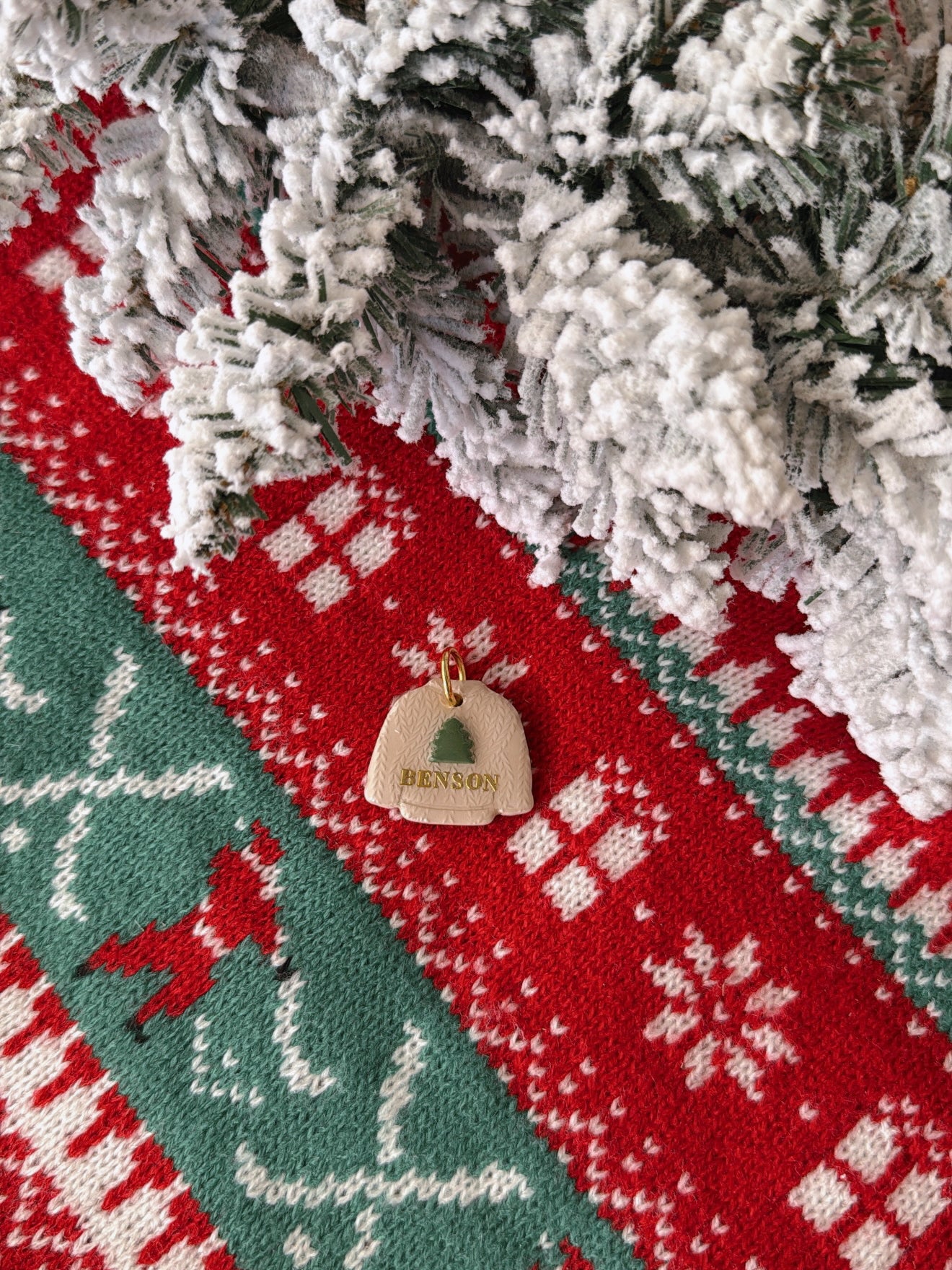 holiday sweater | clay pet id tag