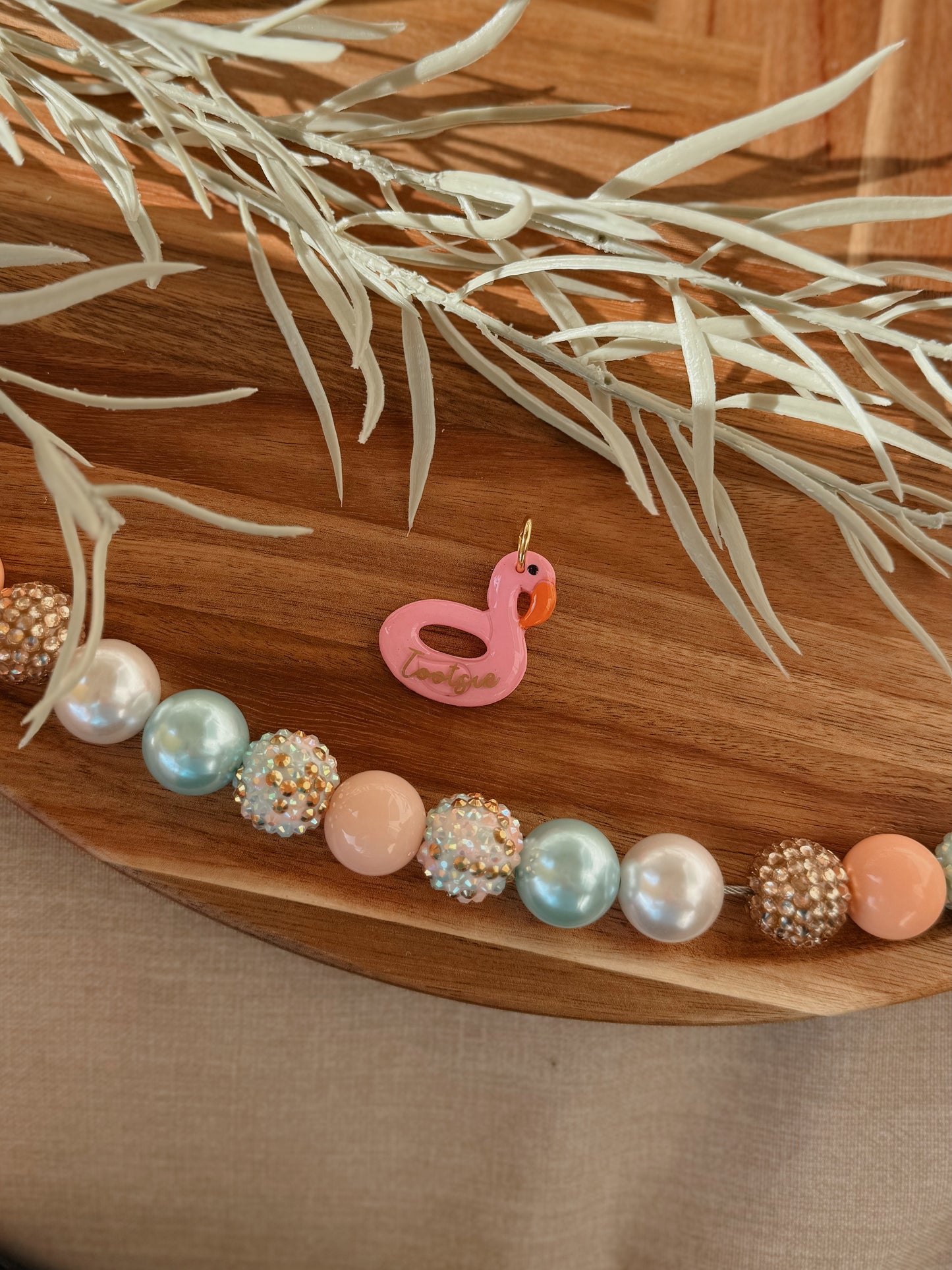 Flamingo Floaty | clay pet id tag