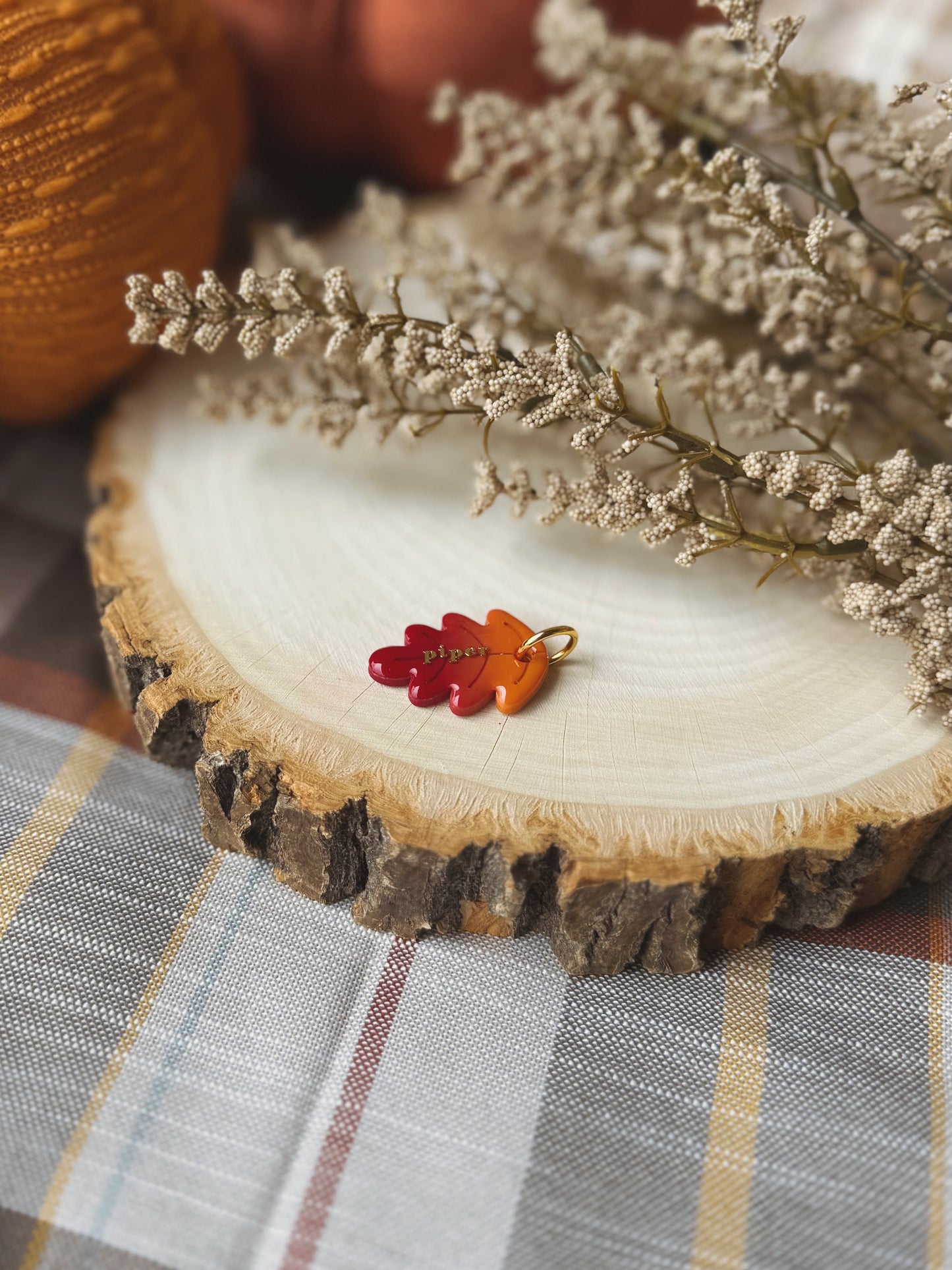 oak leaf | clay pet id tag