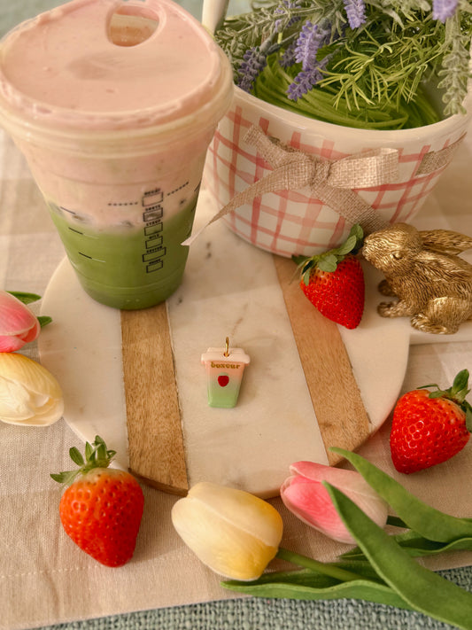 berry matcha latte | clay pet id tag