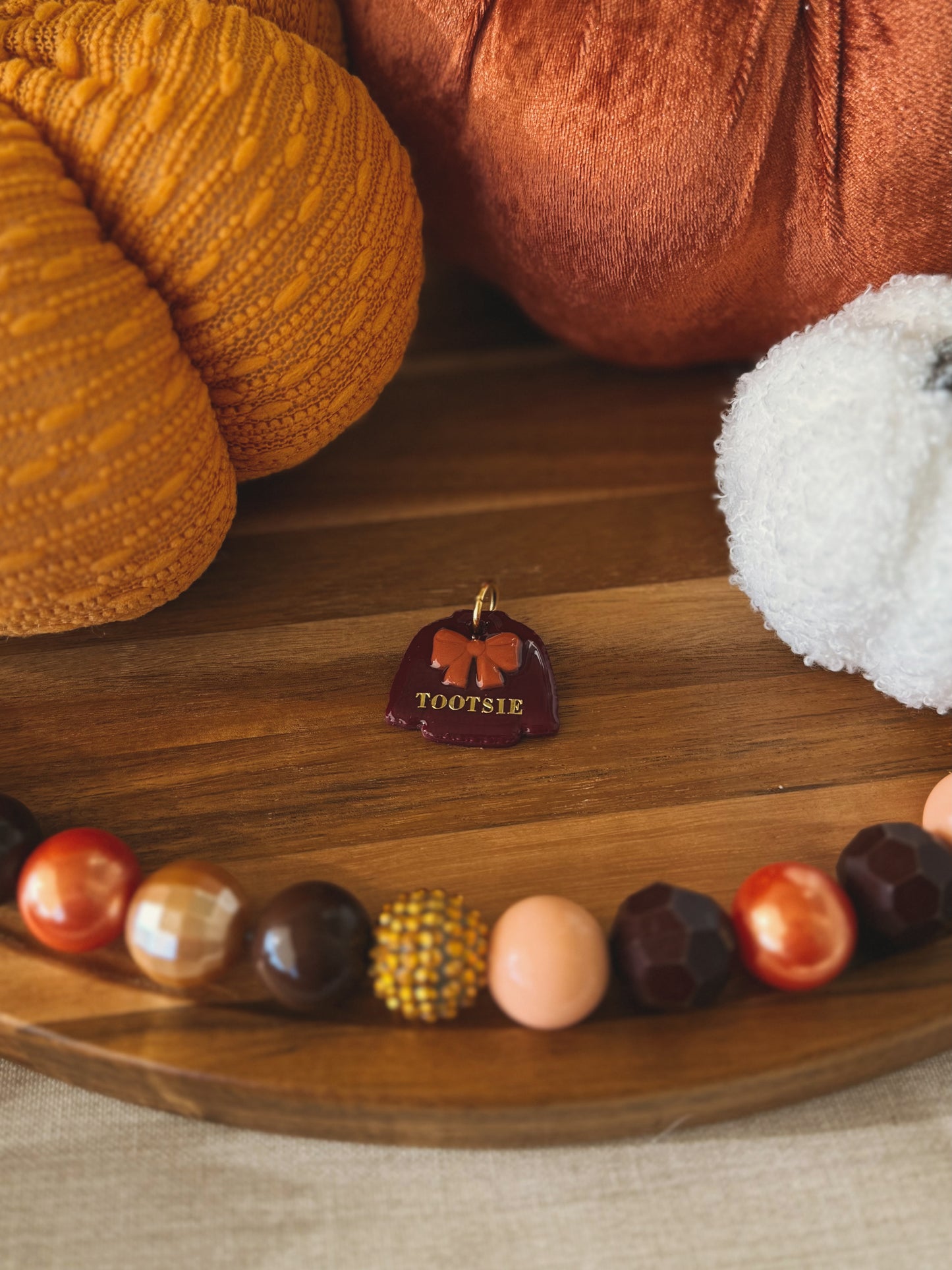 knitted sweater | clay pet id tag