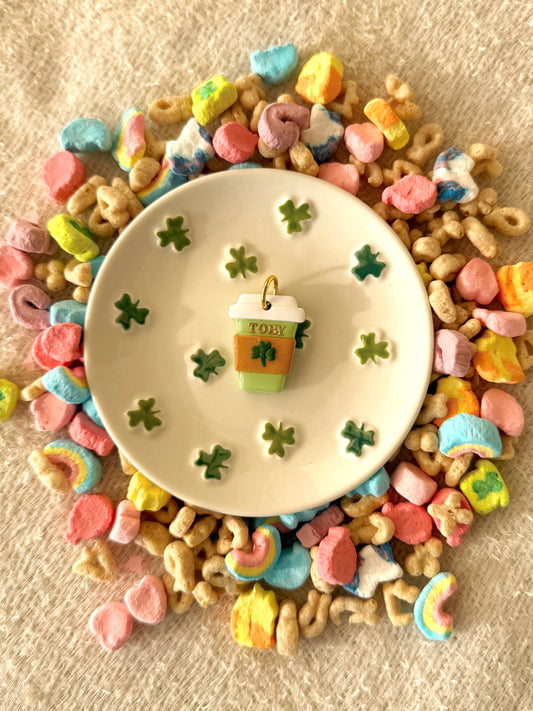 Lucky latte | clay pet id tag