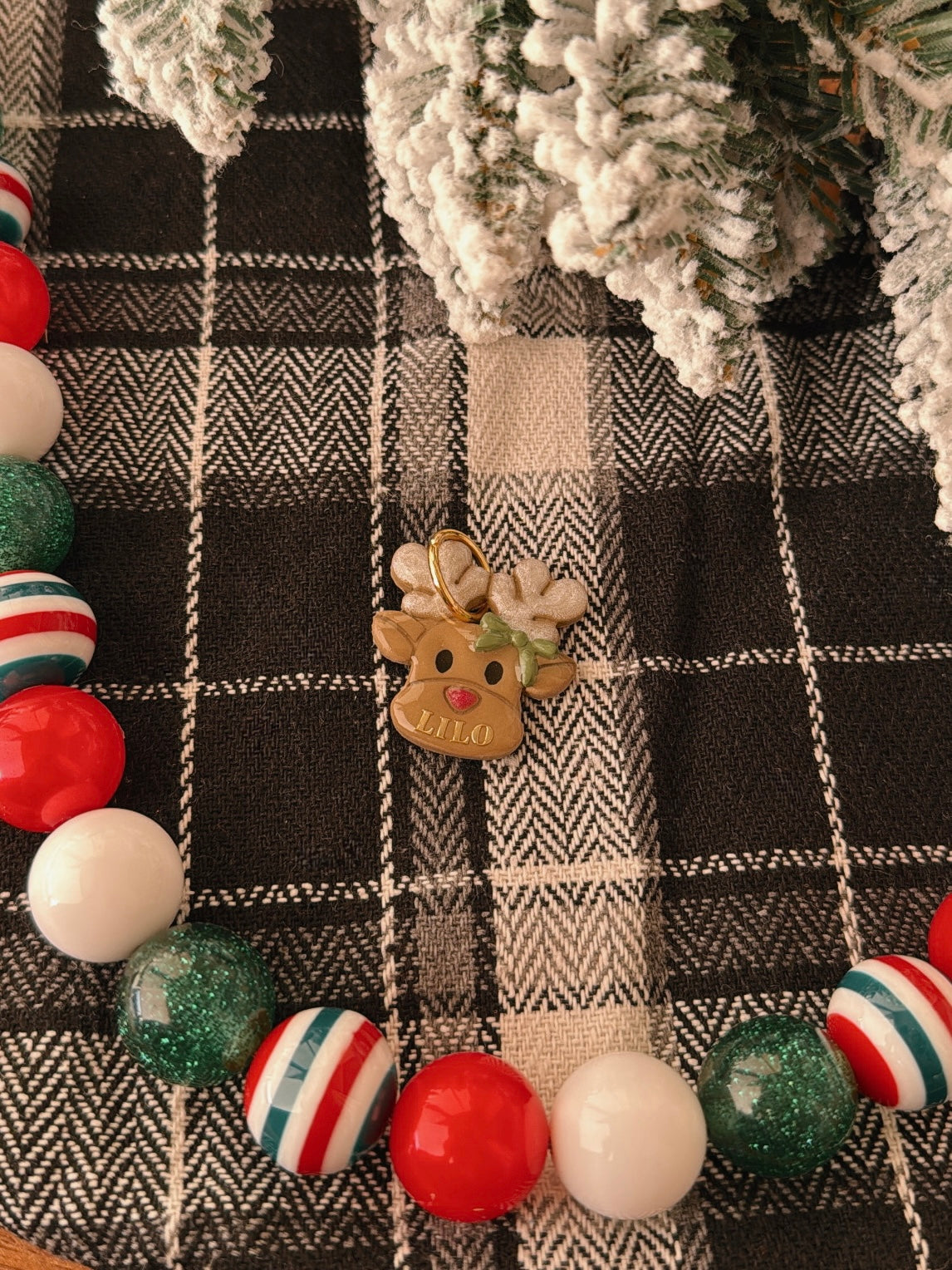 reindeer | clay pet id tag