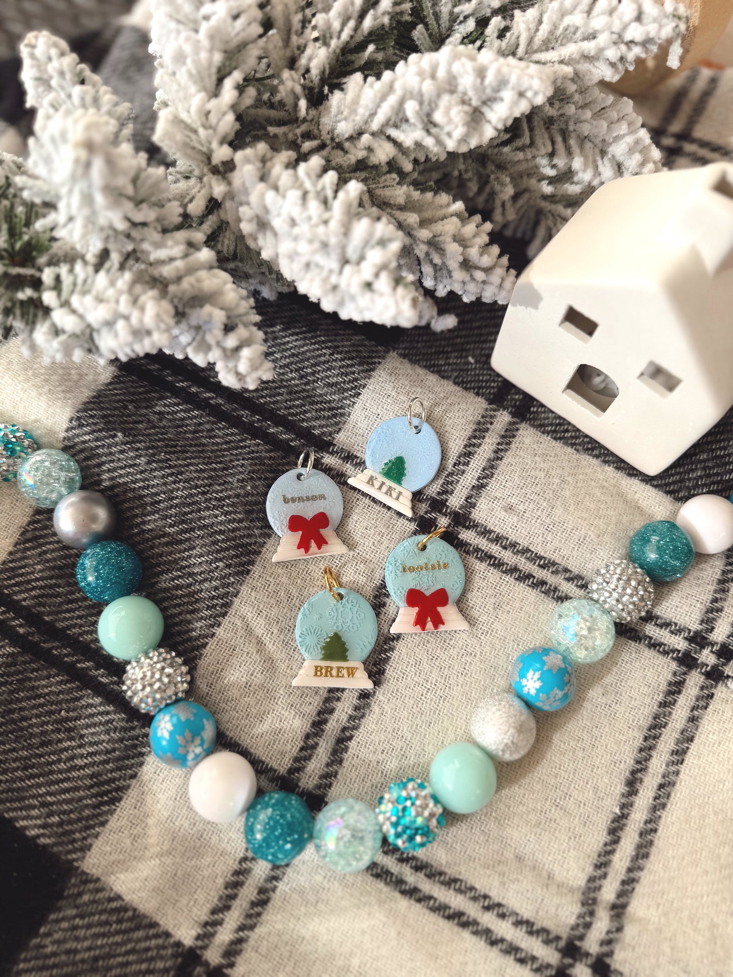 snowglobe | clay pet id tag