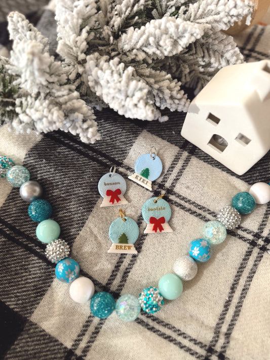 snowglobe | clay pet id tag