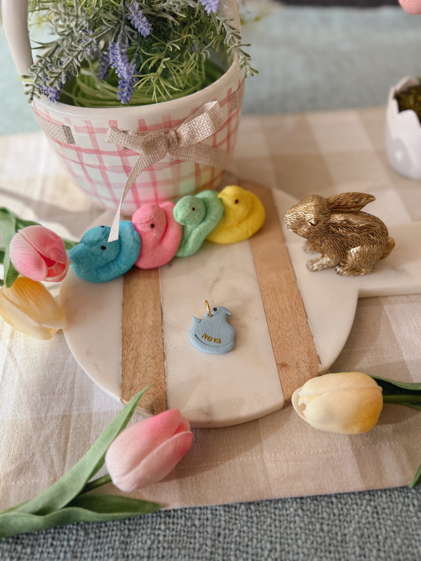 marshmallow chick | clay pet id tag