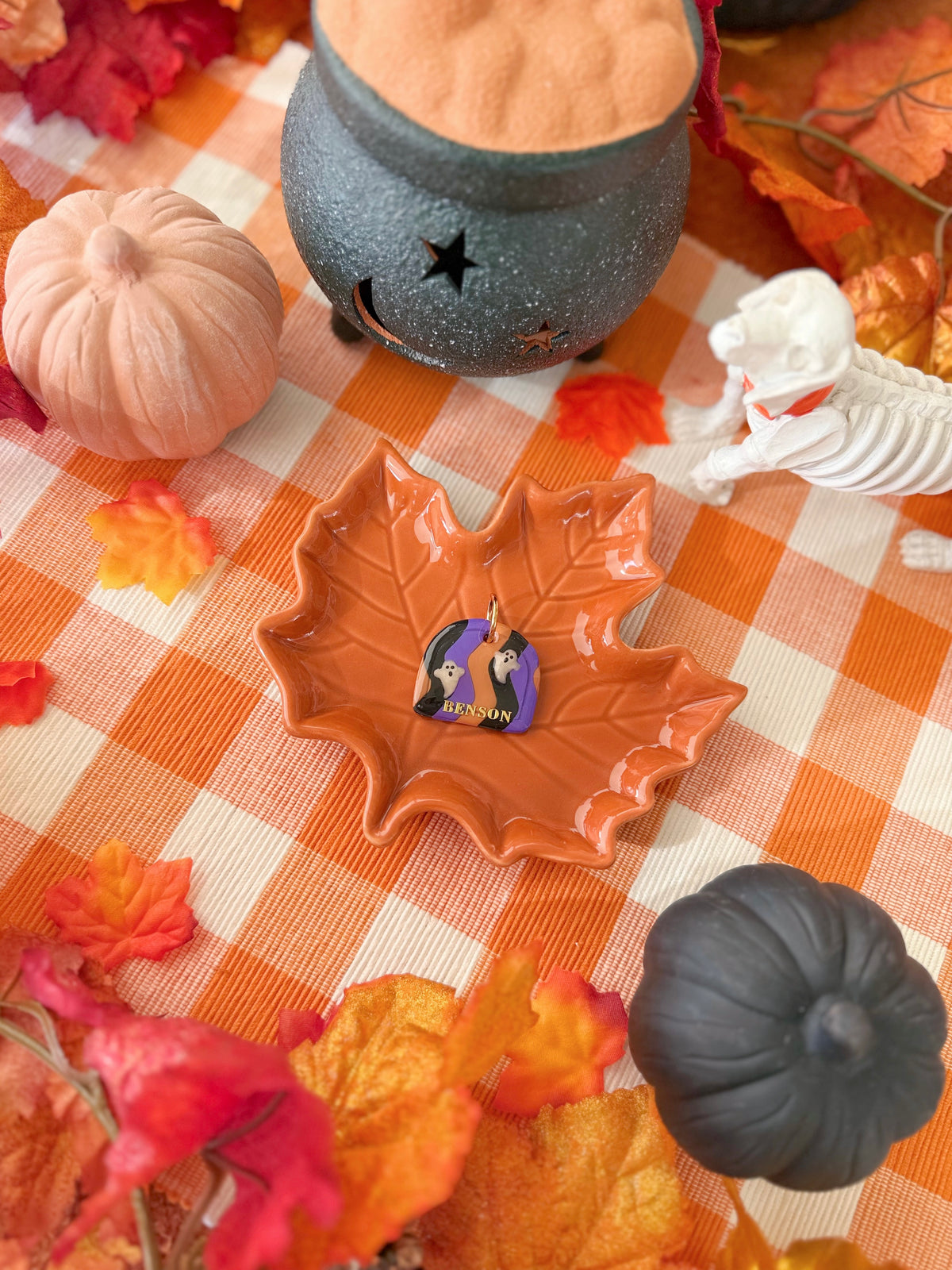 Spooky stripes | Clay pet id tag