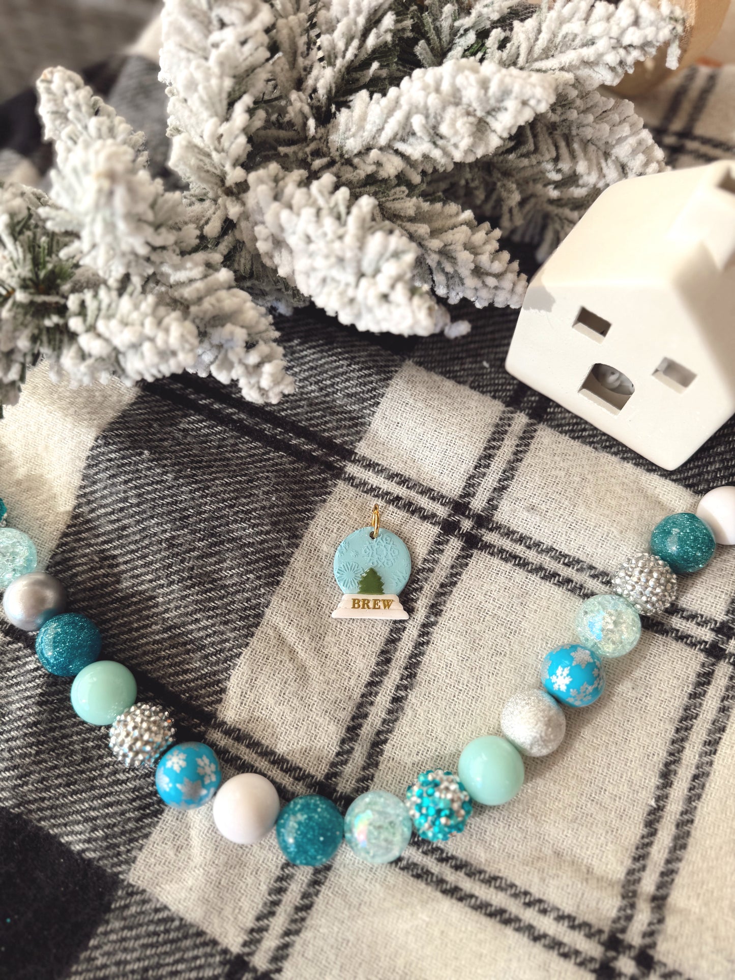 snowglobe | clay pet id tag