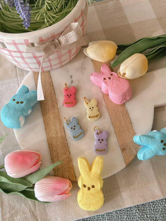 marshmallow bunny | clay pet id tag