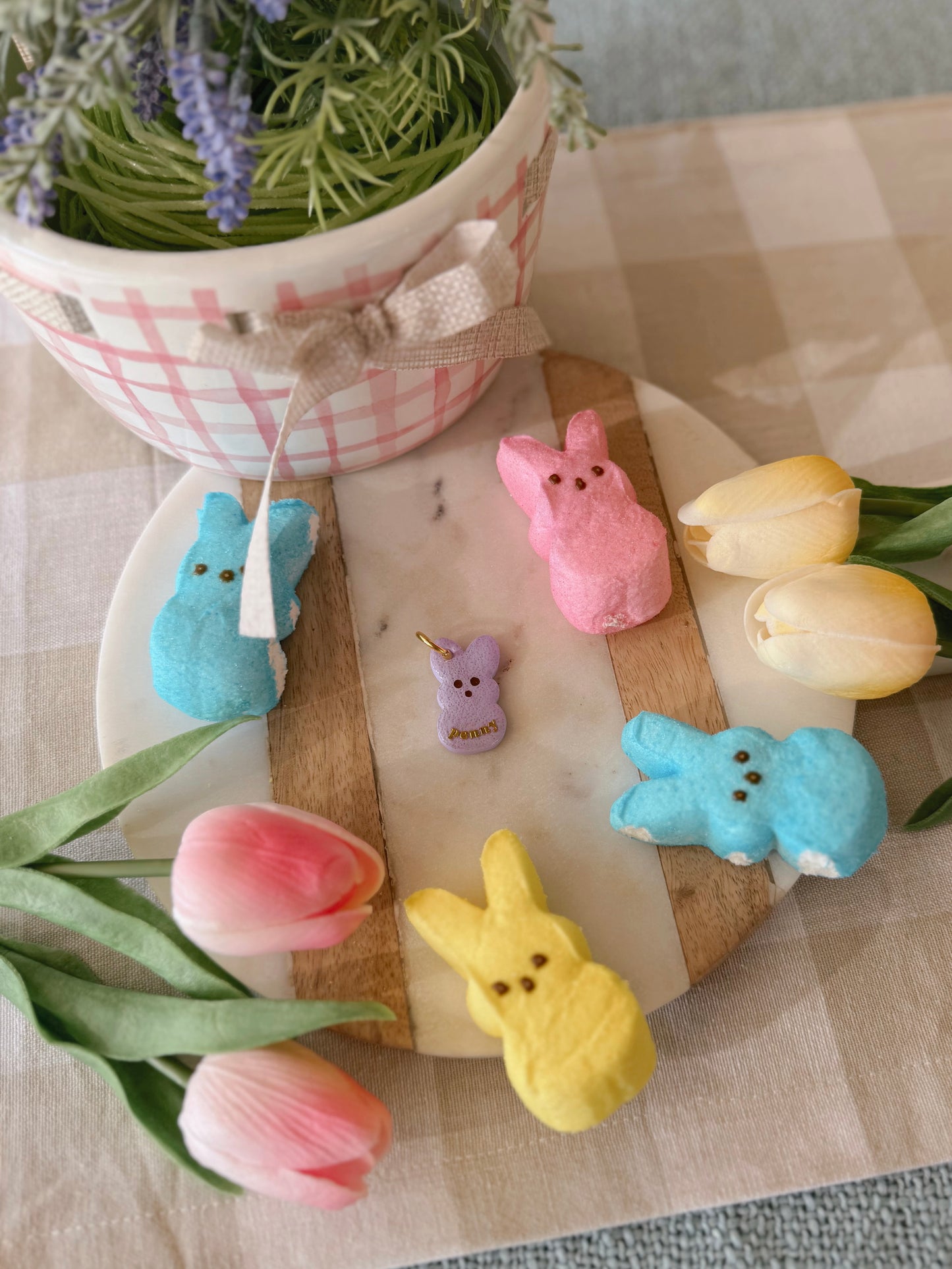 marshmallow bunny | clay pet id tag