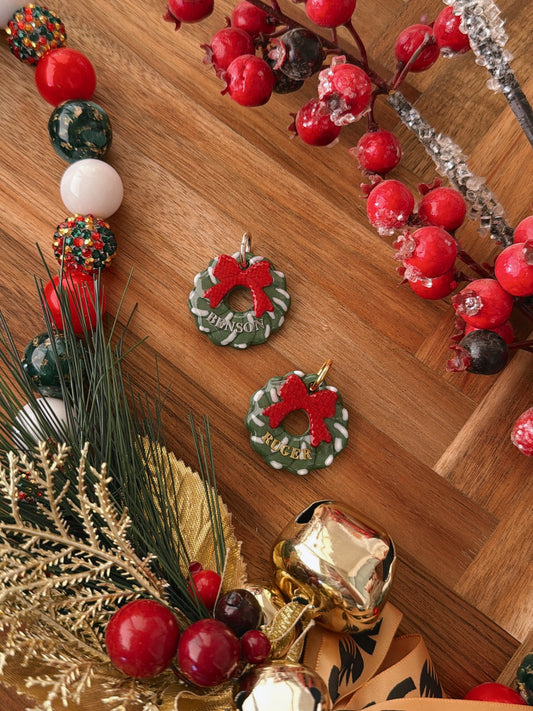 wreath | clay pet id tag