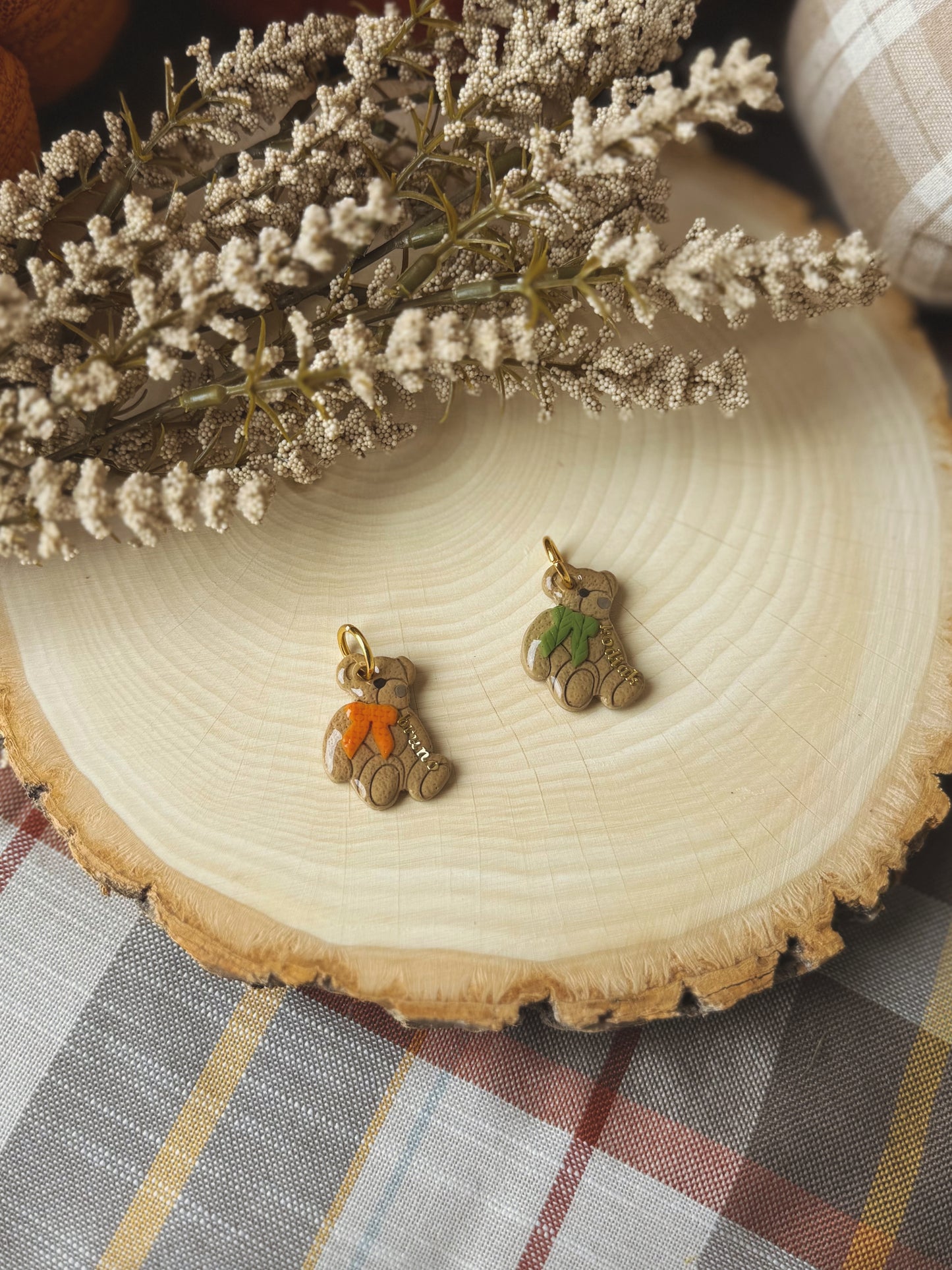 cozy teddy | clay pet id tag