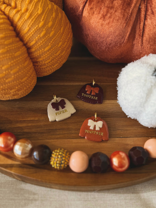 knitted sweater | clay pet id tag