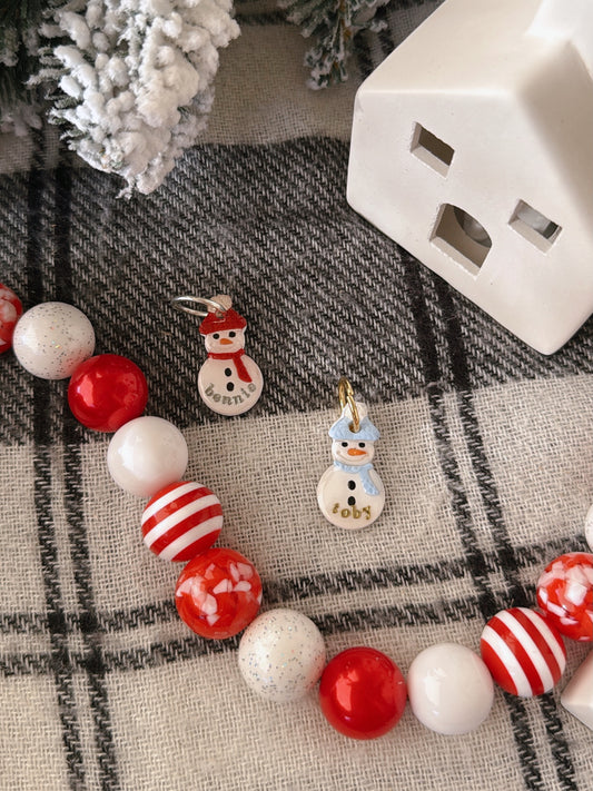 snowman | clay pet id tag