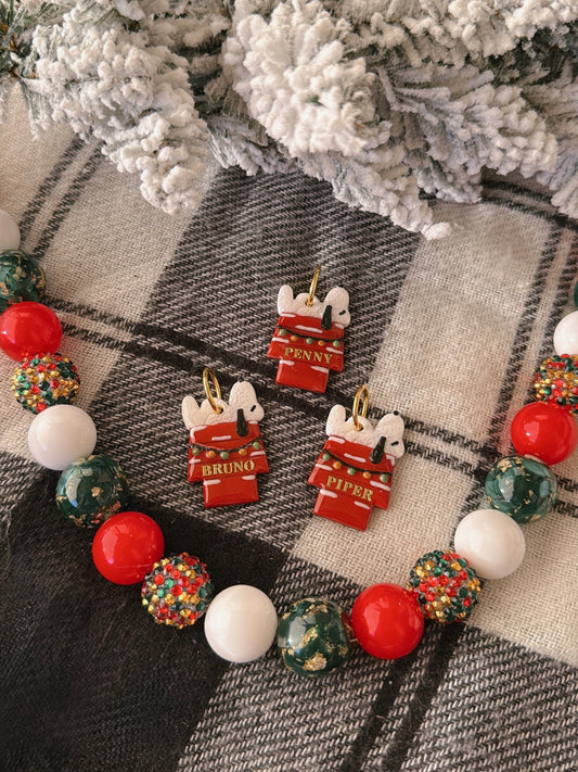 festive doghouse | clay pet id tag