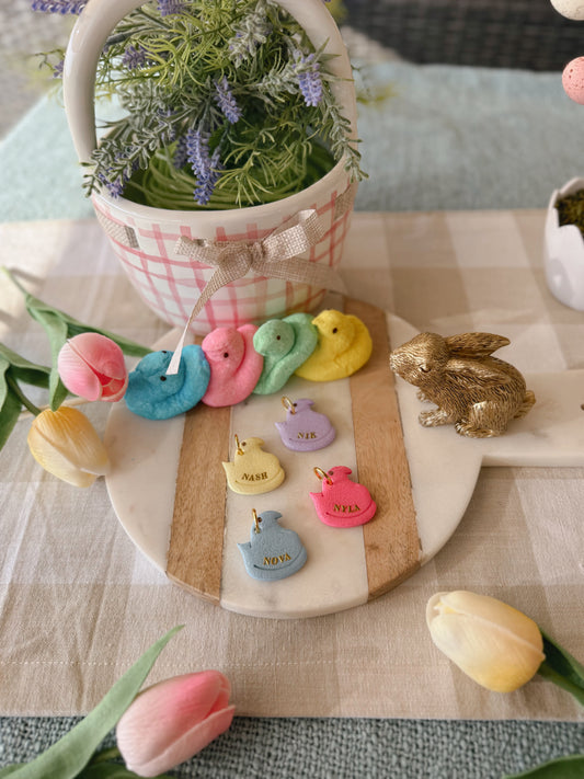 marshmallow chick | clay pet id tag