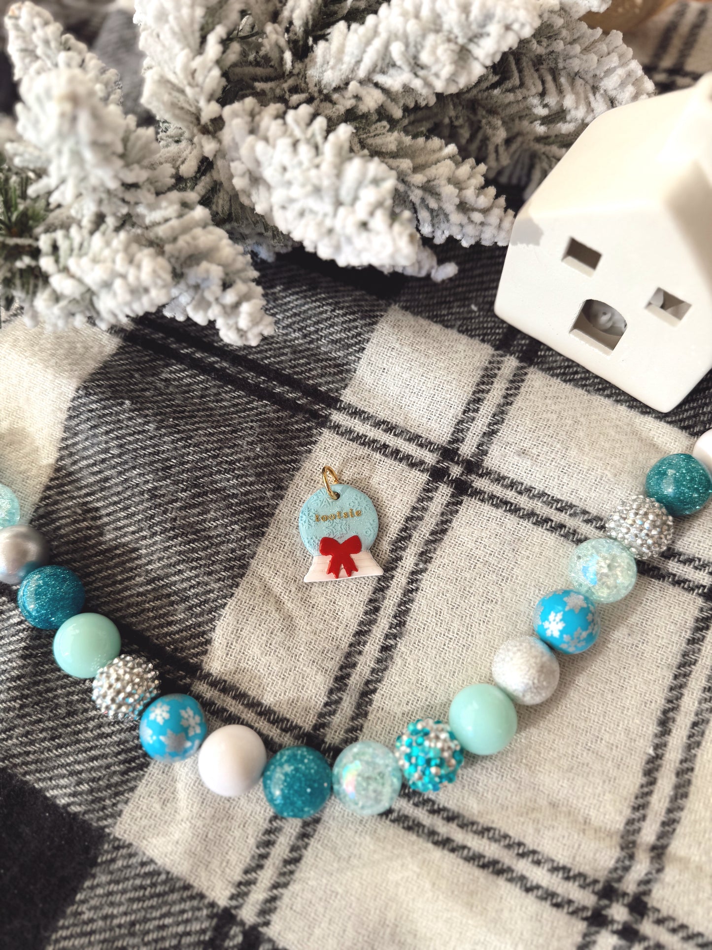 snowglobe | clay pet id tag