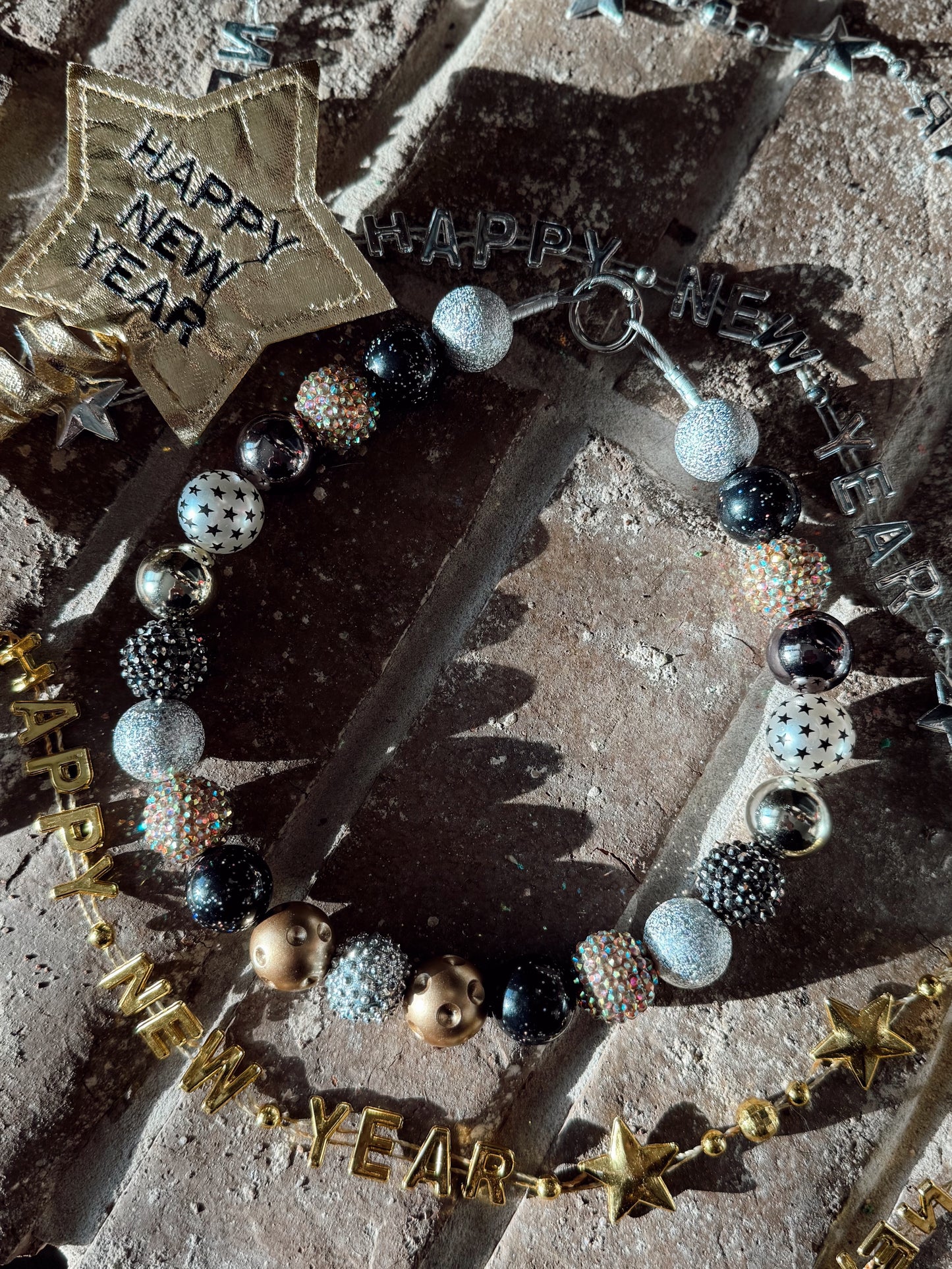 NEW YEARS beaded pet necklace