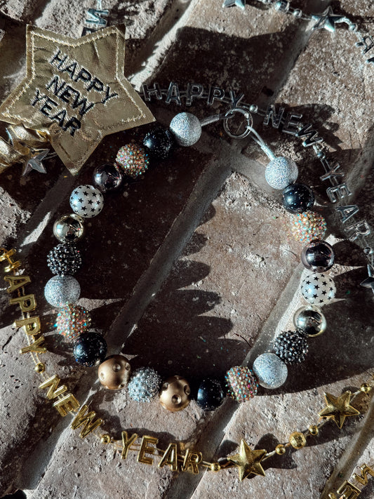 NEW YEARS beaded pet necklace