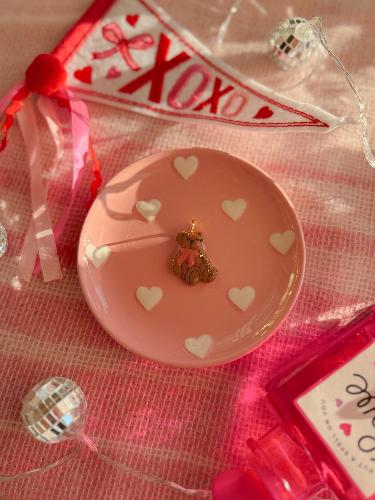 sweetheart teddy | clay pet id tag