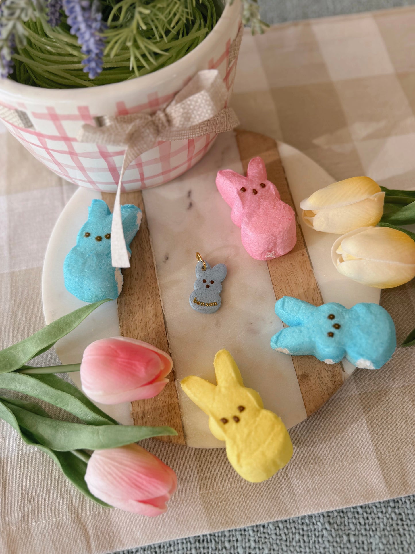 marshmallow bunny | clay pet id tag