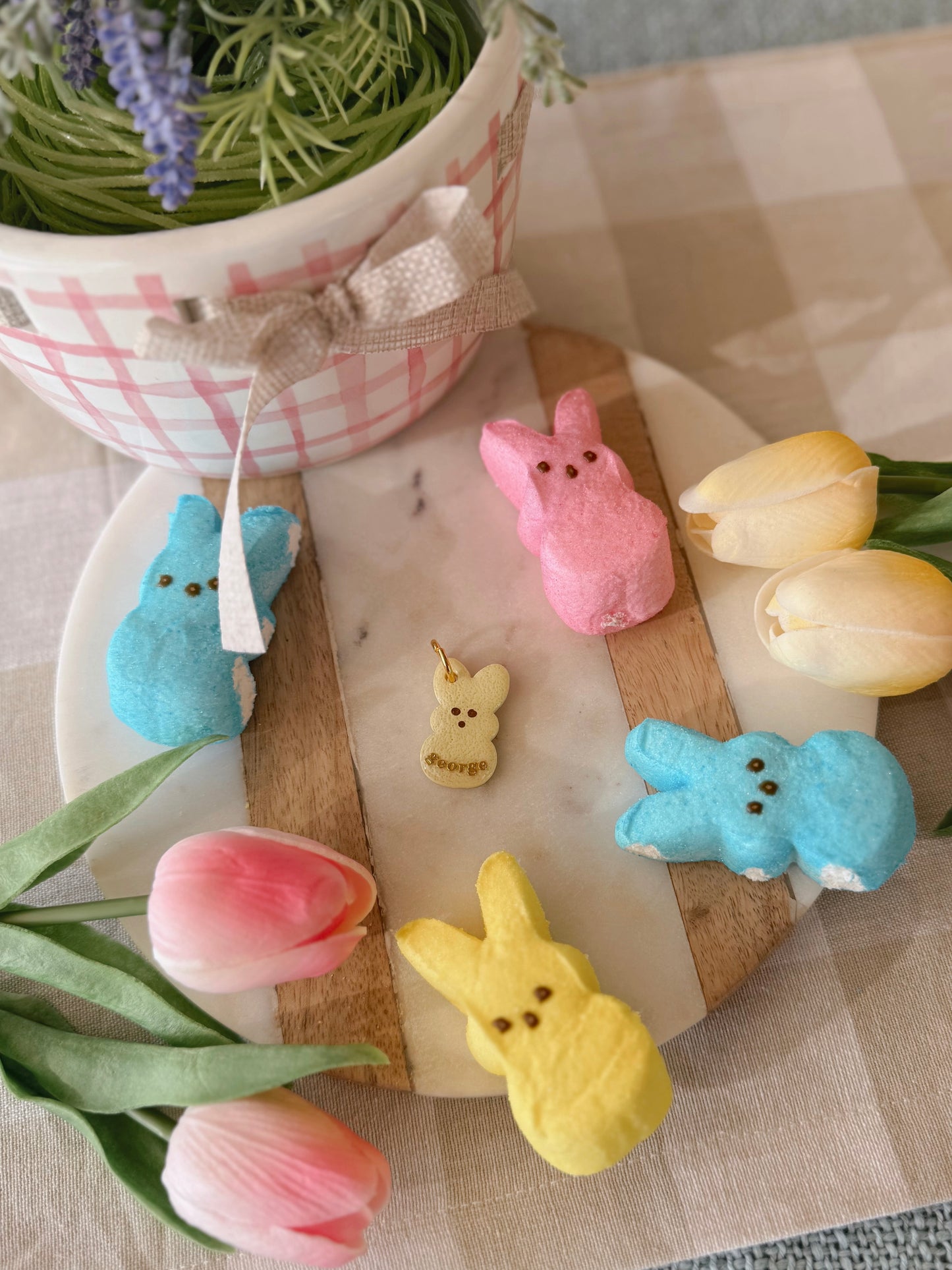 marshmallow bunny | clay pet id tag