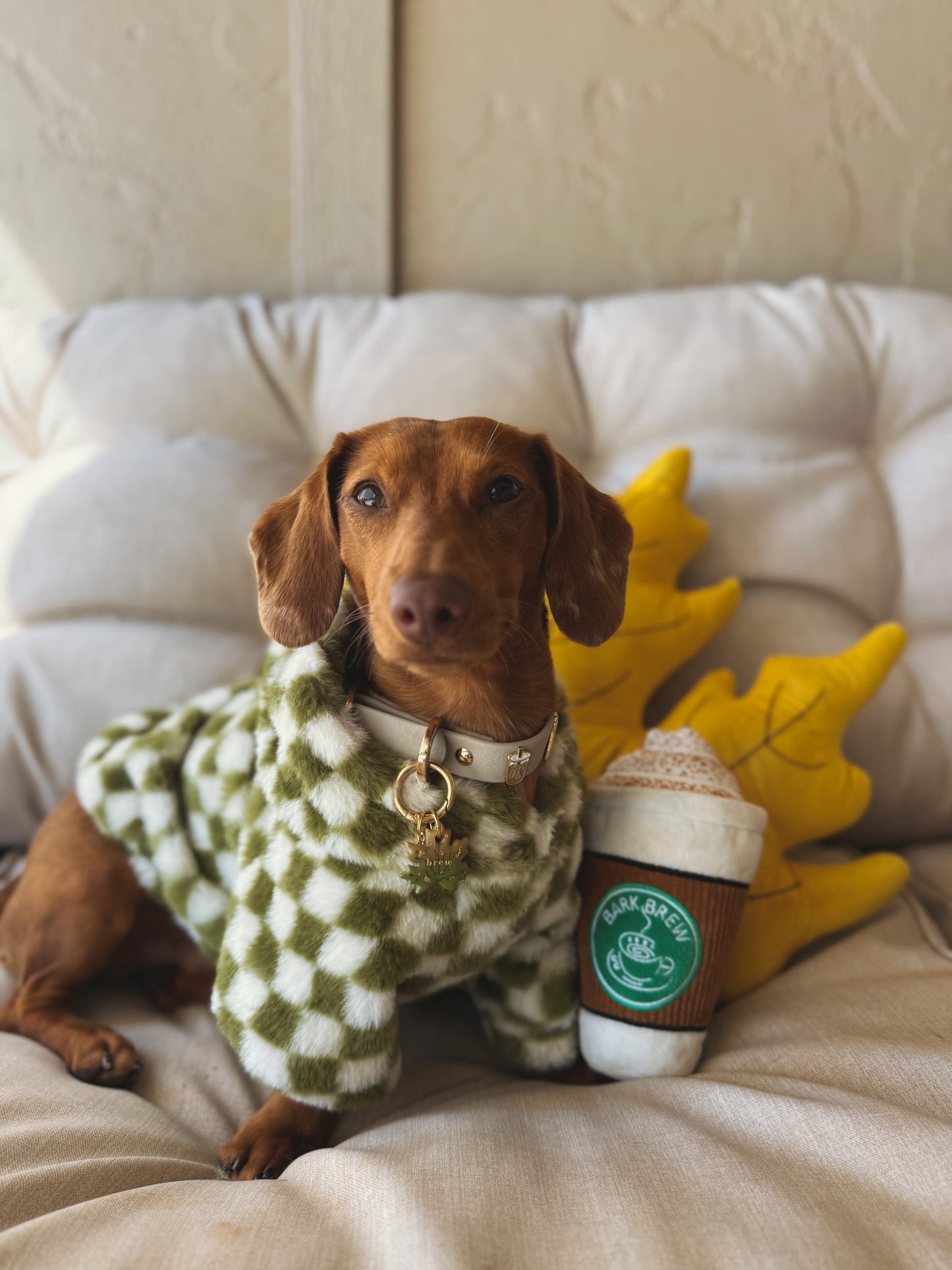 green maple leaf | clay pet id tag
