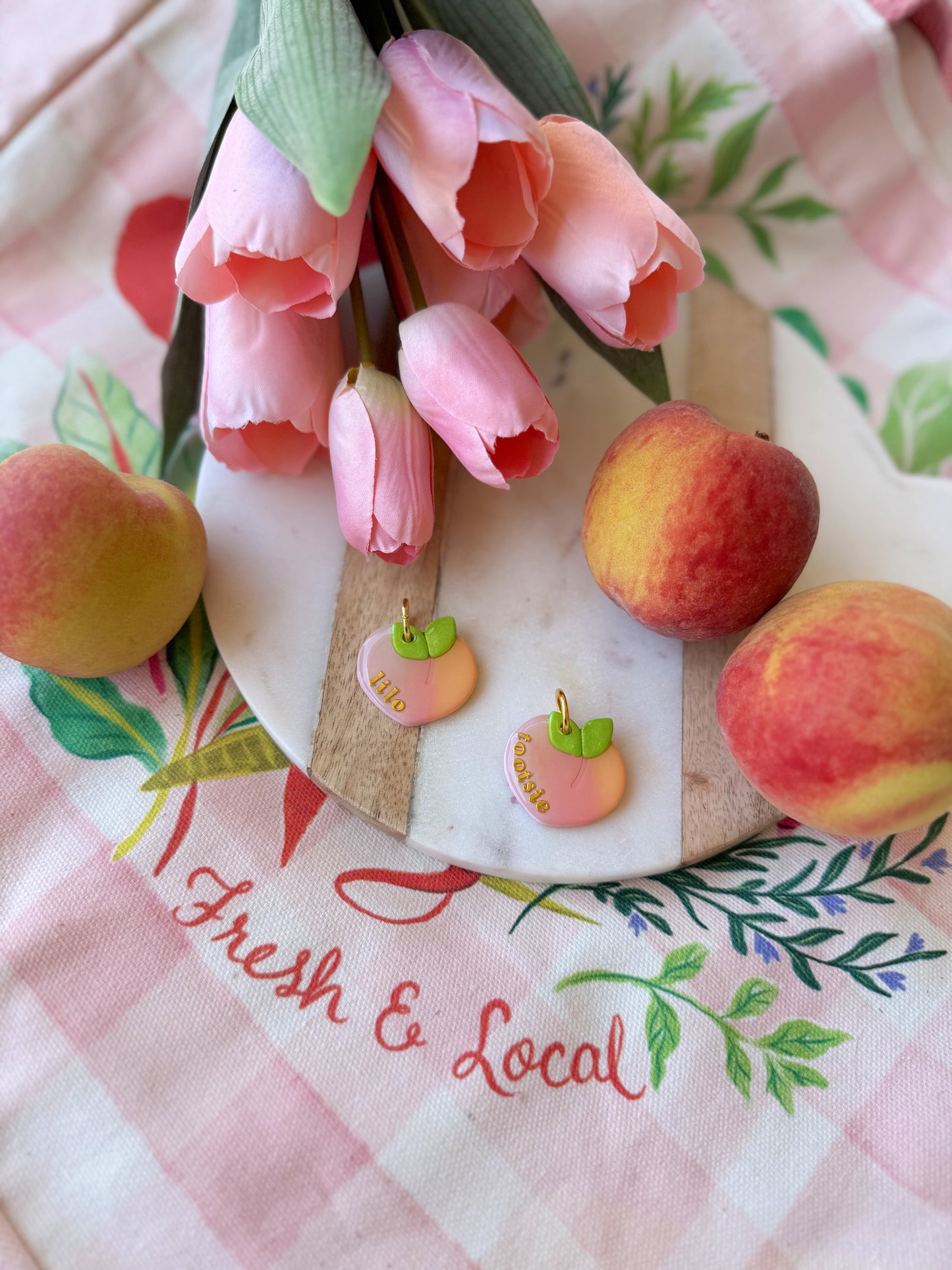 Peach | Clay pet id tag