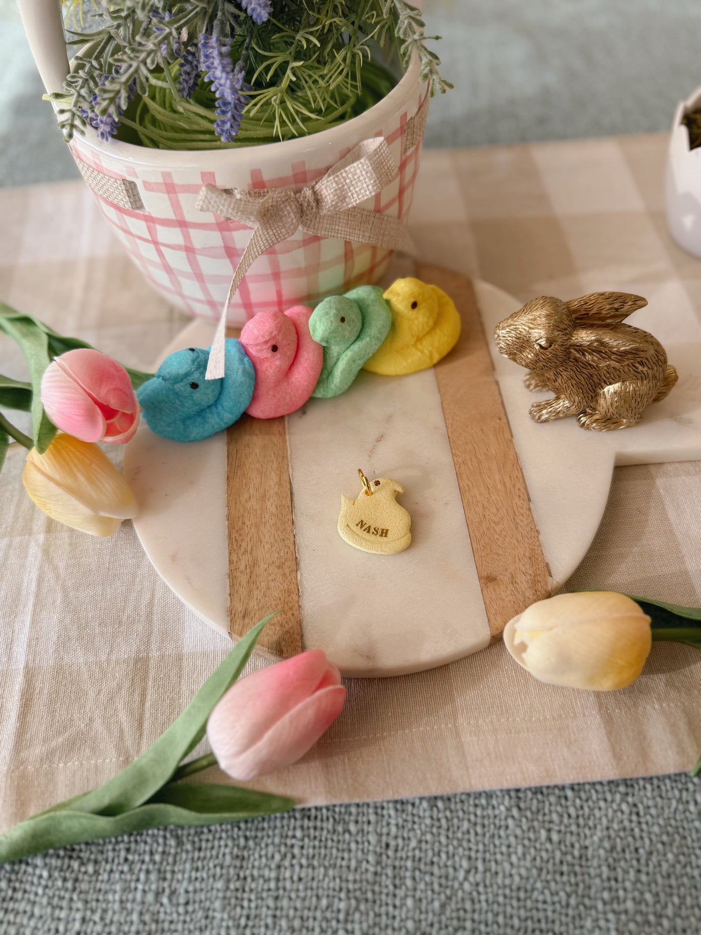 marshmallow chick | clay pet id tag