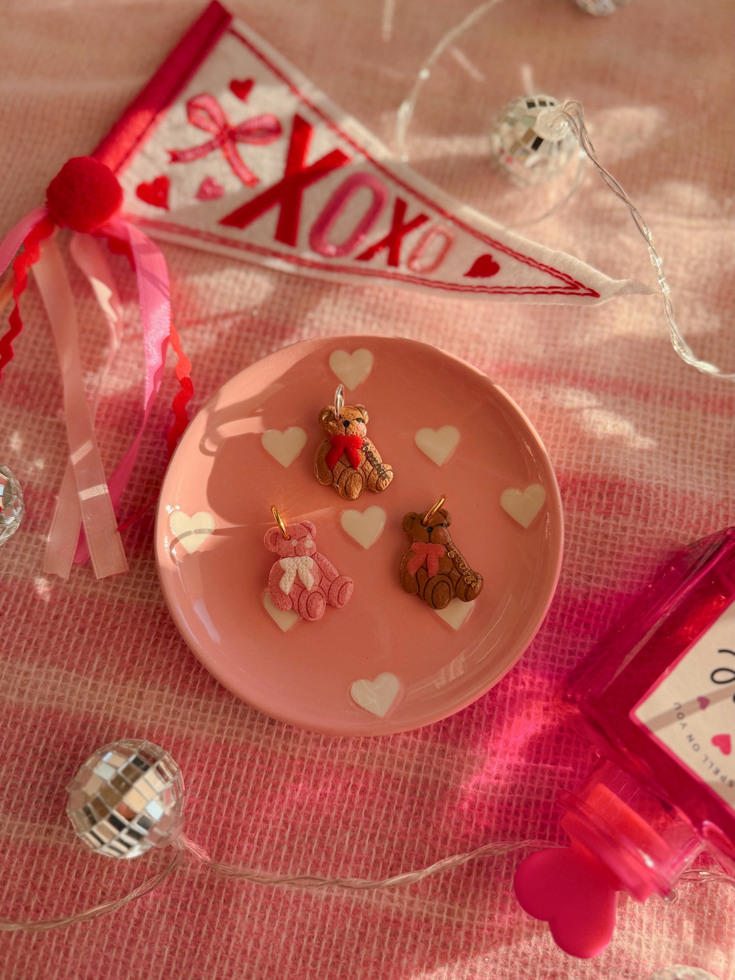 sweetheart teddy | clay pet id tag