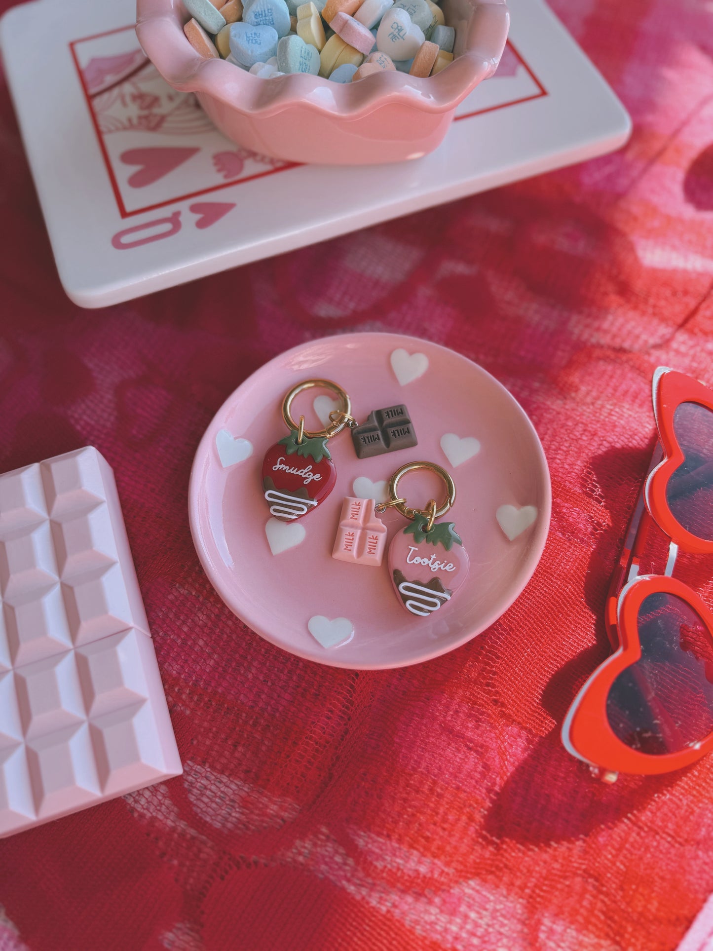 chocolate strawberry | clay pet id tag