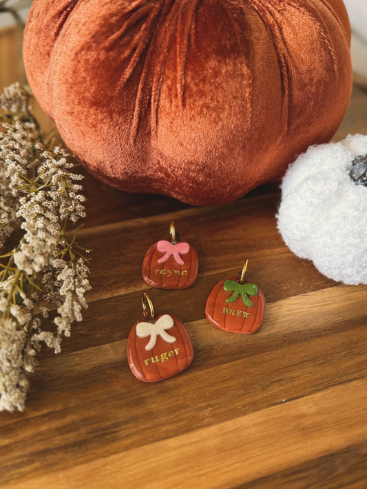 pretty lil' pumpkin | clay pet id tag
