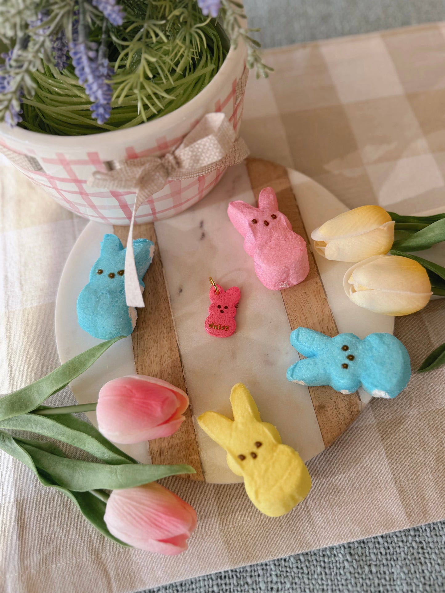 marshmallow bunny | clay pet id tag