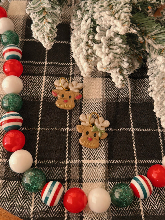 reindeer | clay pet id tag
