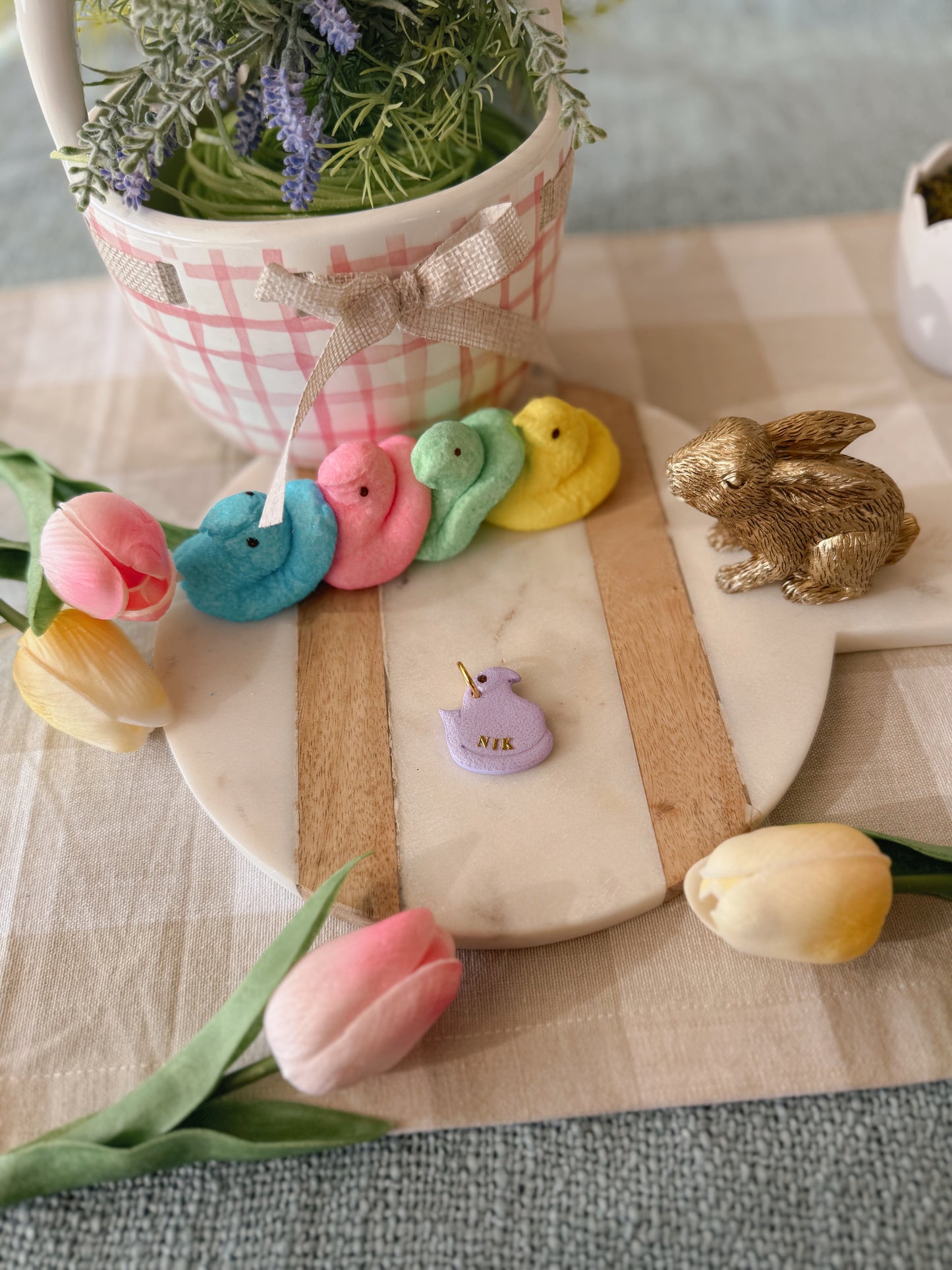 marshmallow chick | clay pet id tag