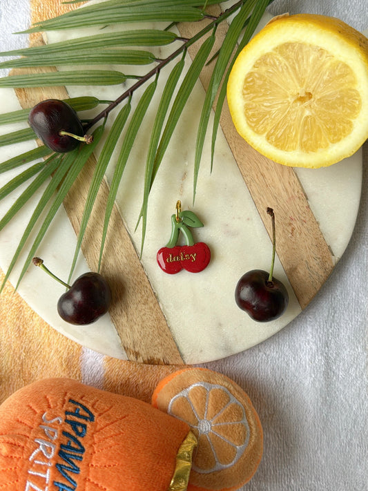 cherries | clay pet id tag