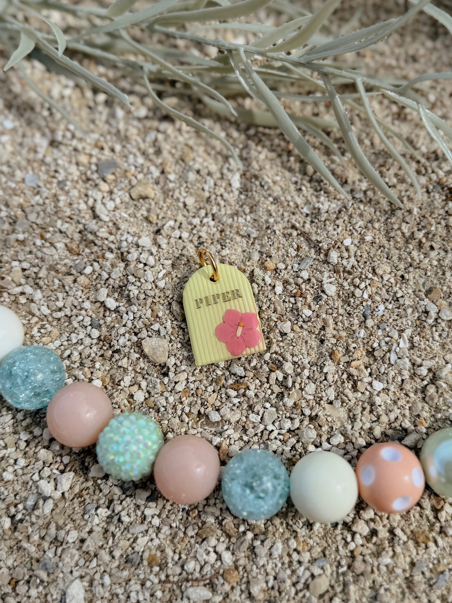 hibiscus arch | clay pet id tag