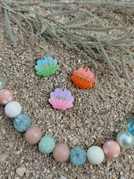 ombré  sea shell | clay pet id tag