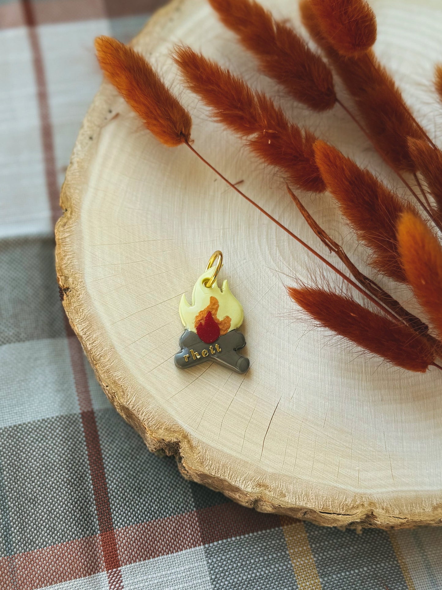 campfire | clay pet id tag